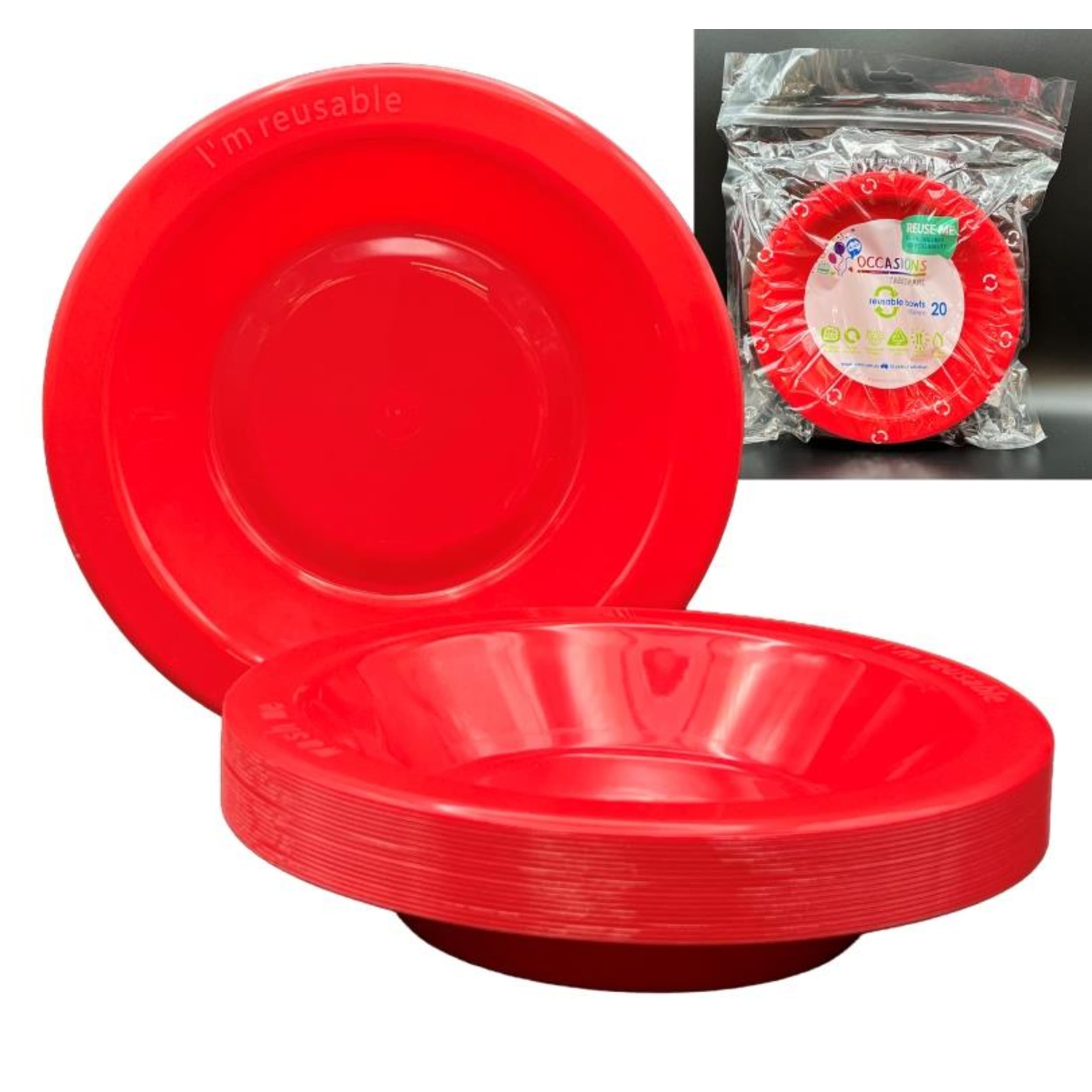 Occasions Red Bowl 180mm (20 Pack)