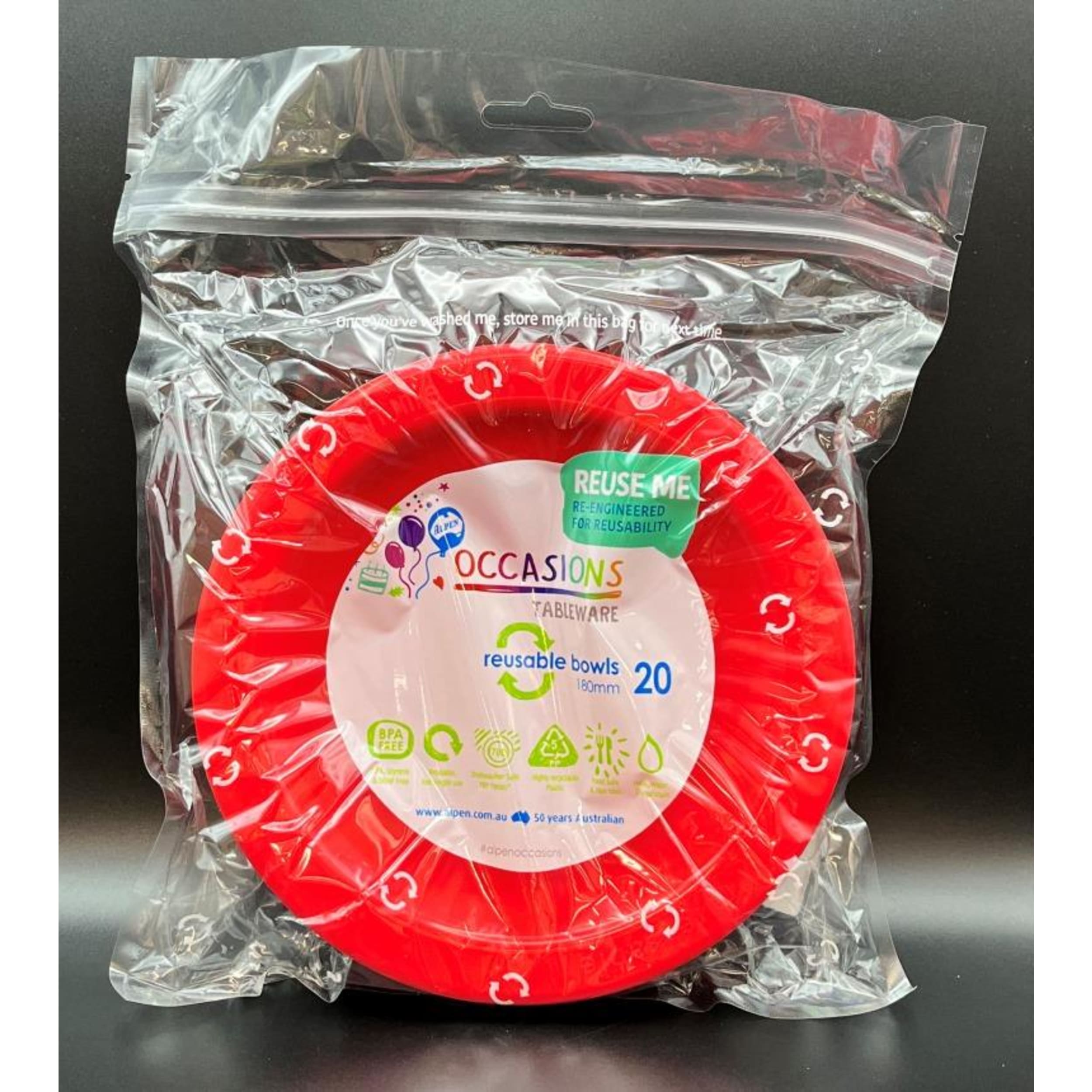 Occasions Red Bowl 180mm (20 Pack)