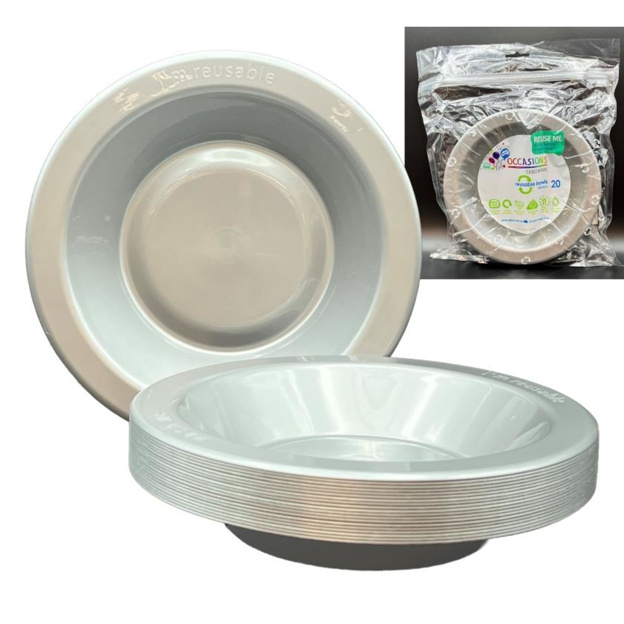 Occasions Silver Bowl 180mm (20 Pack)