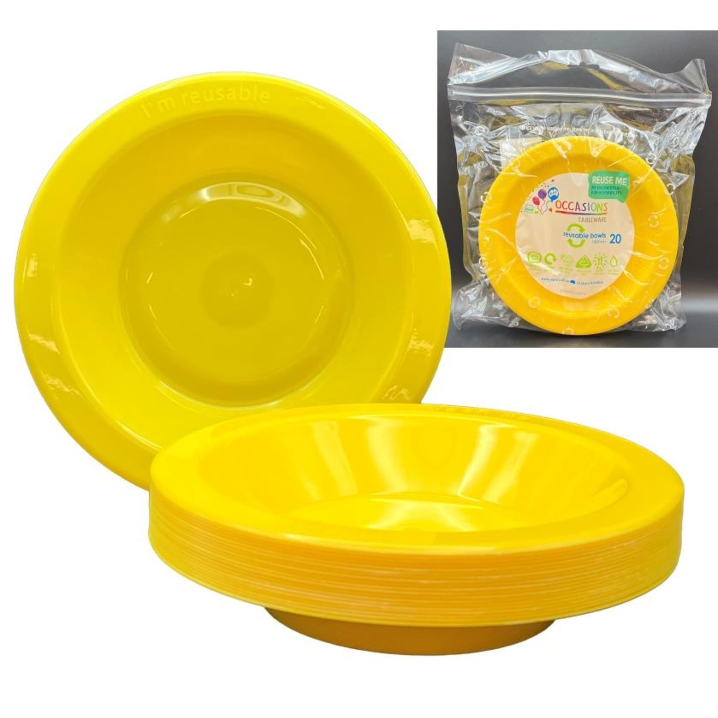 Occasions Yellow Bowl 180mm (20 Pack)