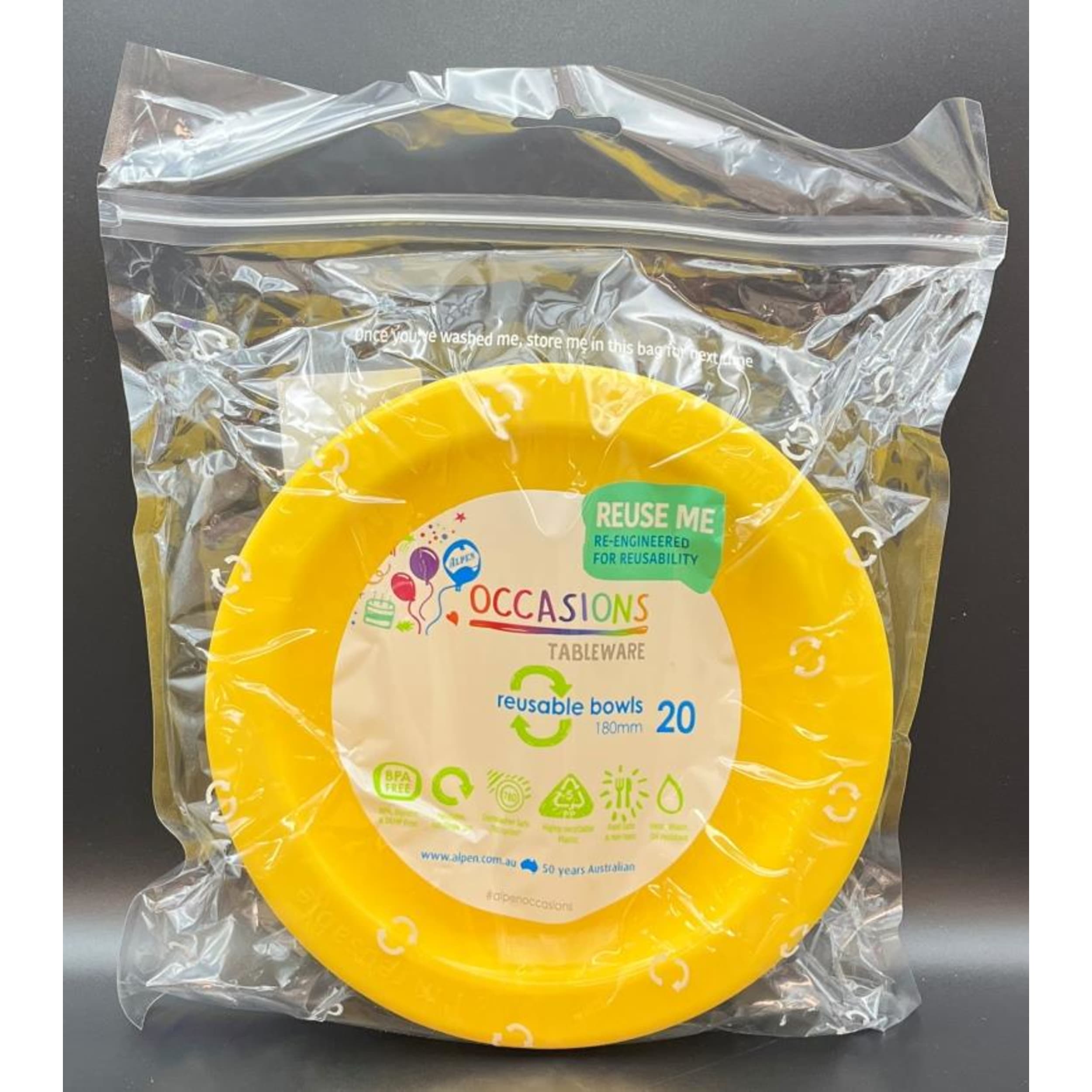 Occasions Yellow Bowl 180mm (20 Pack)