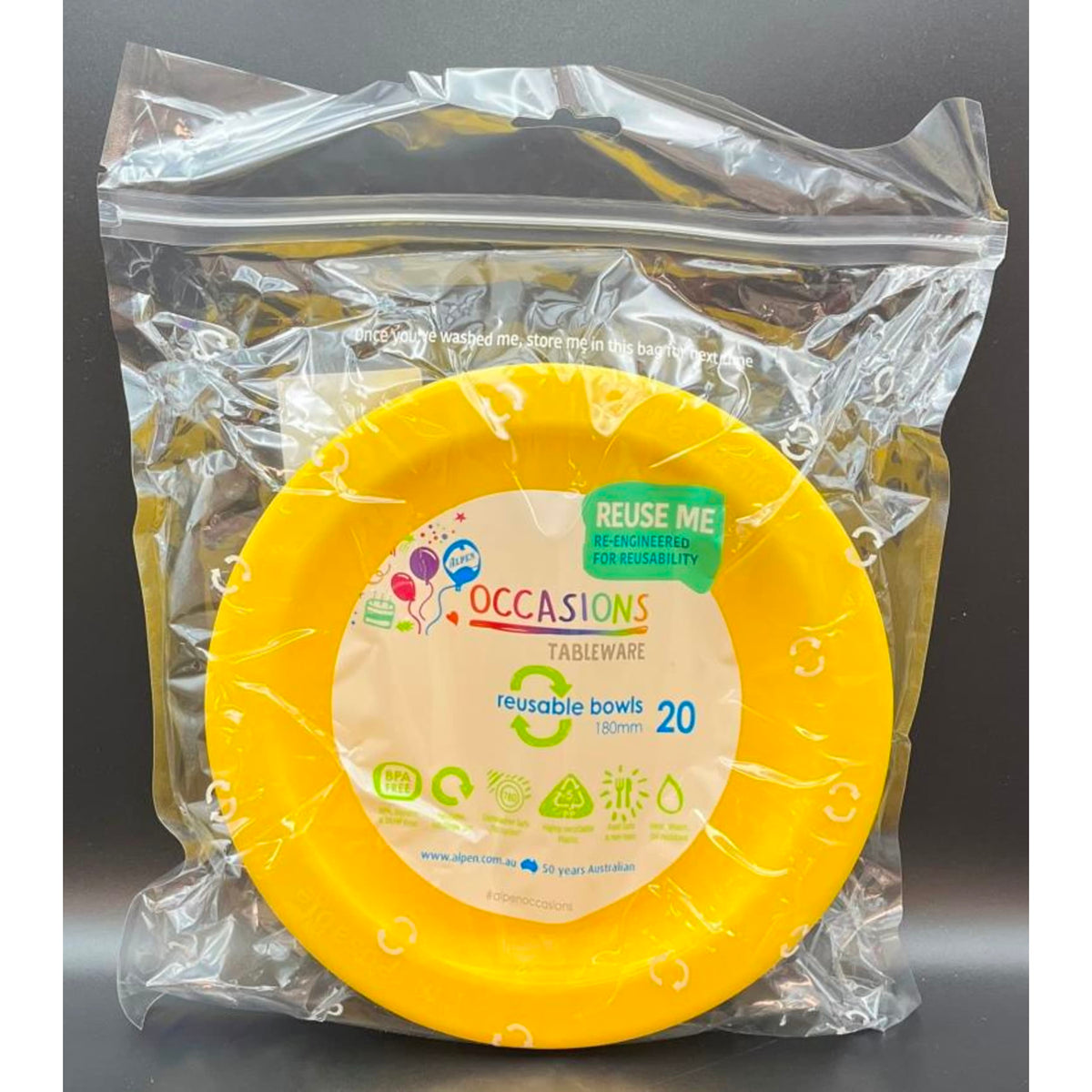 Occasions Yellow Bowl 180mm (20 Pack)