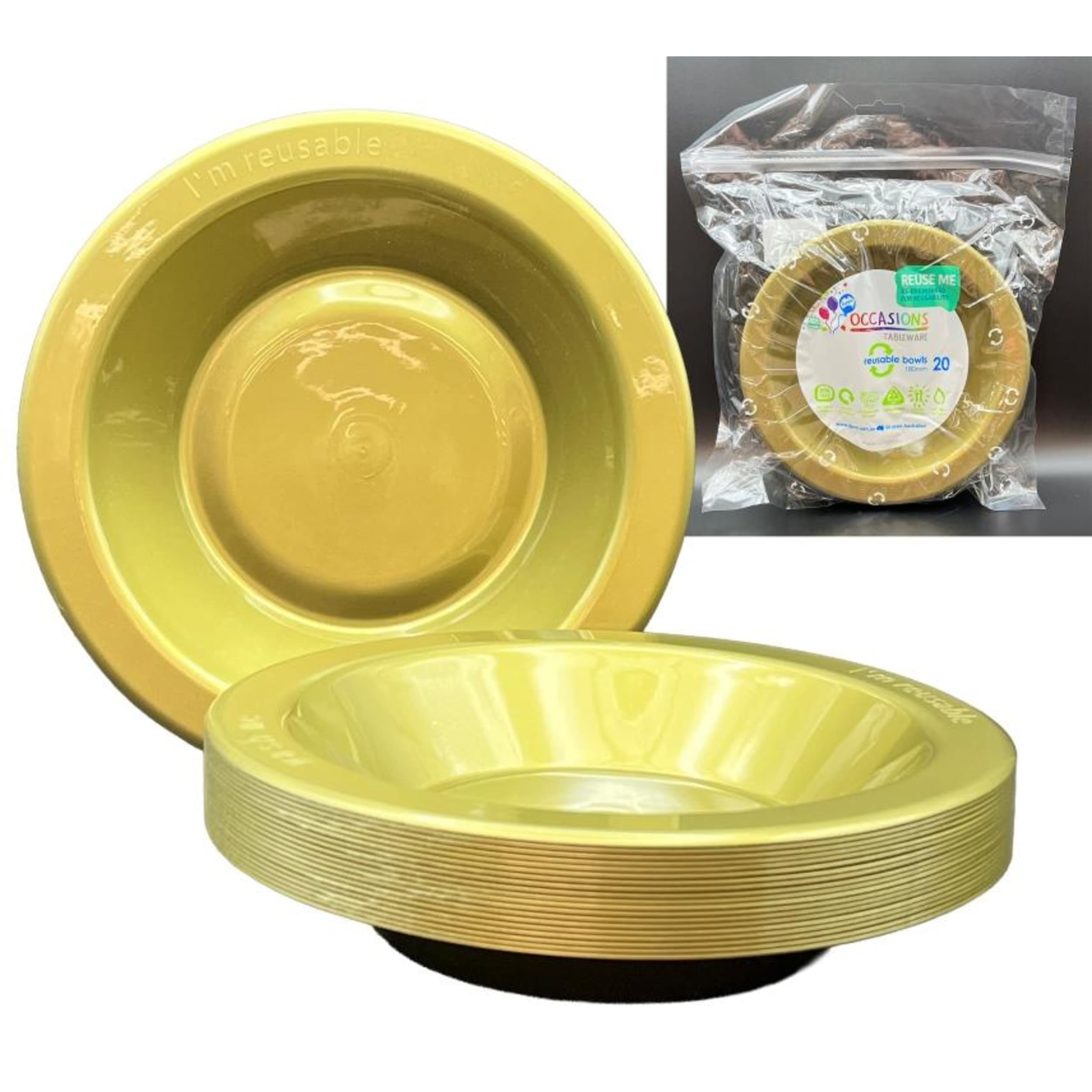 Occasions Gold Bowl 180mm (20 Pack)