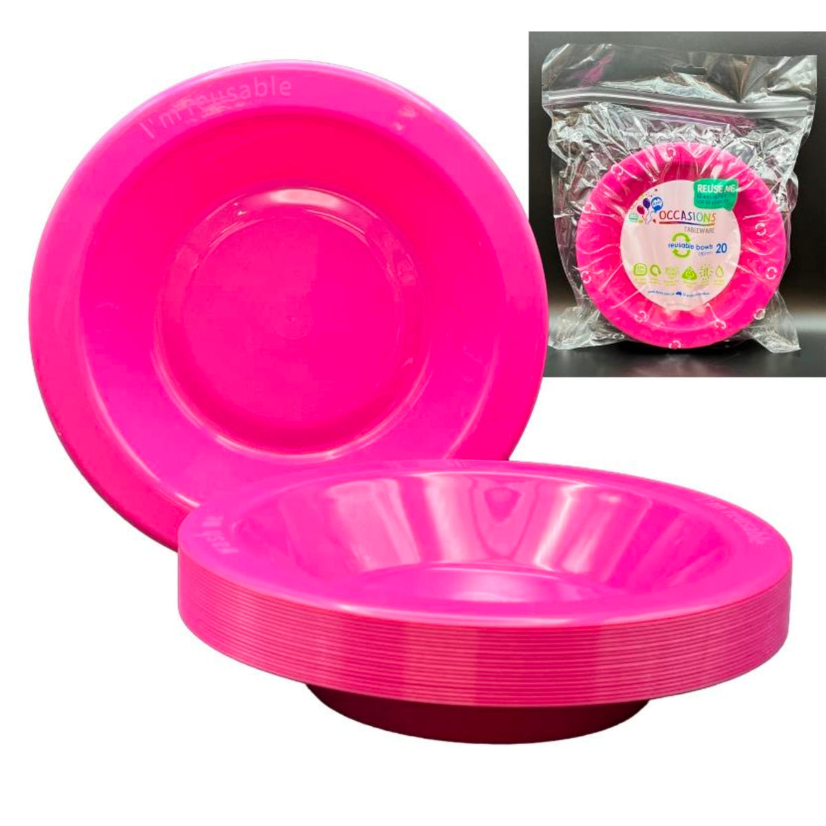 Occasions Magenta Bowl 180mm (20 Pack)