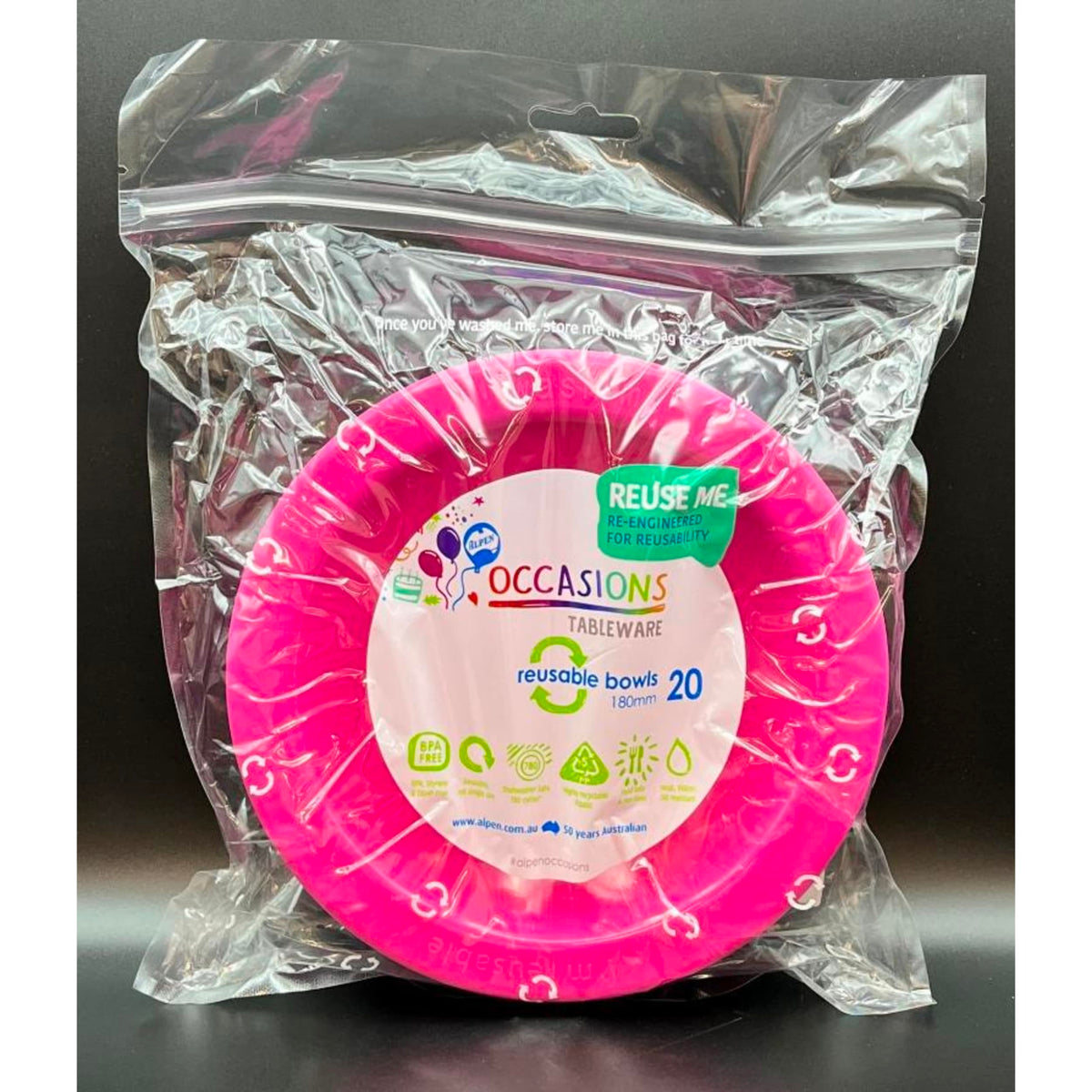 Occasions Magenta Bowl 180mm (20 Pack)