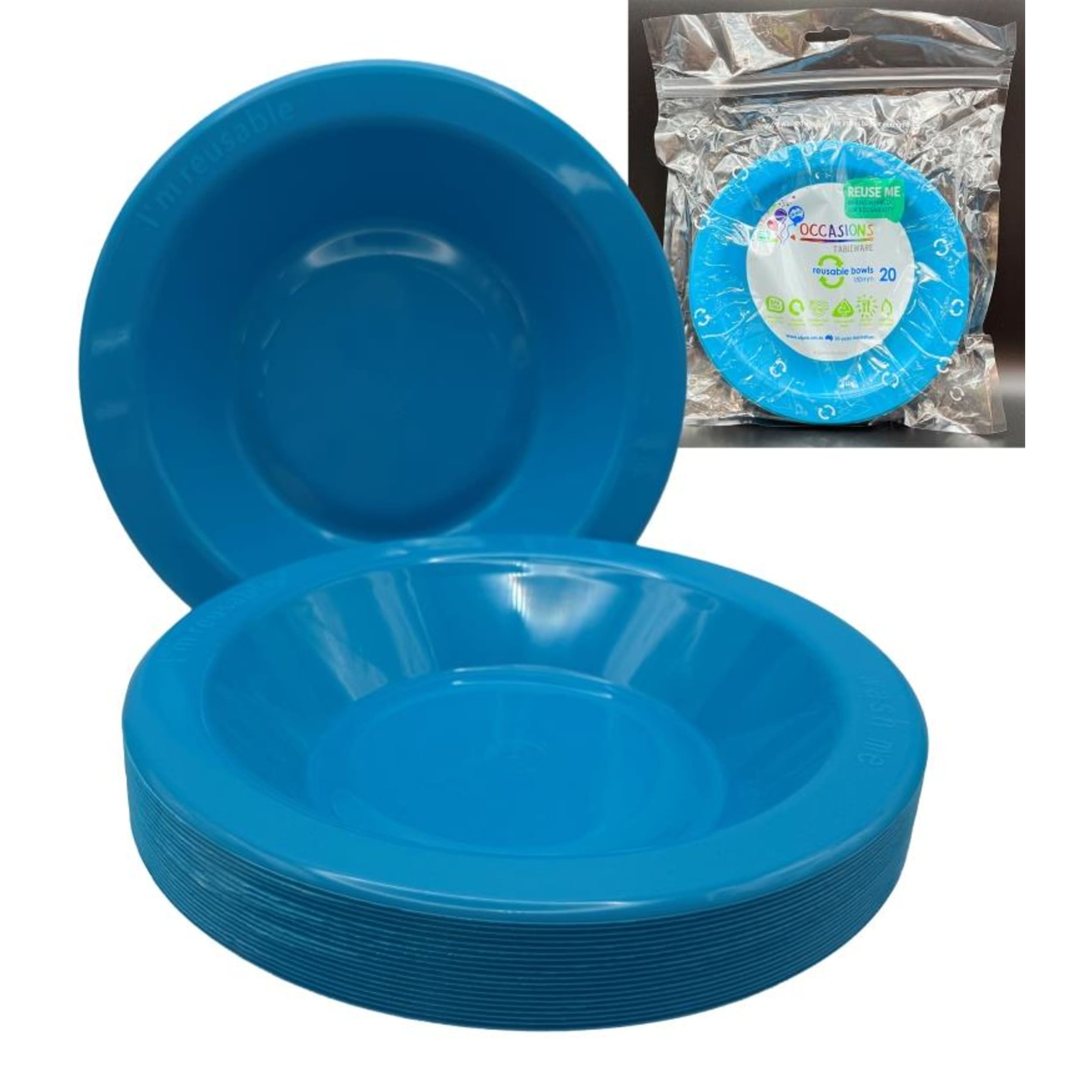 Occasions Azure Blue Bowl 180mm (20 Pack)