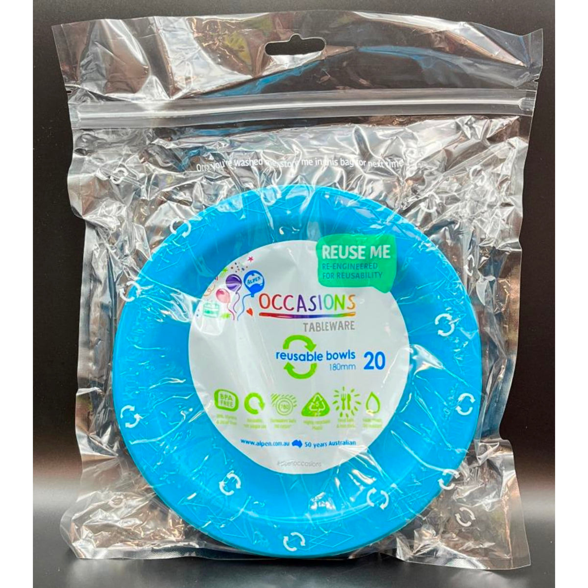 Occasions Azure Blue Bowl 180mm (20 Pack)