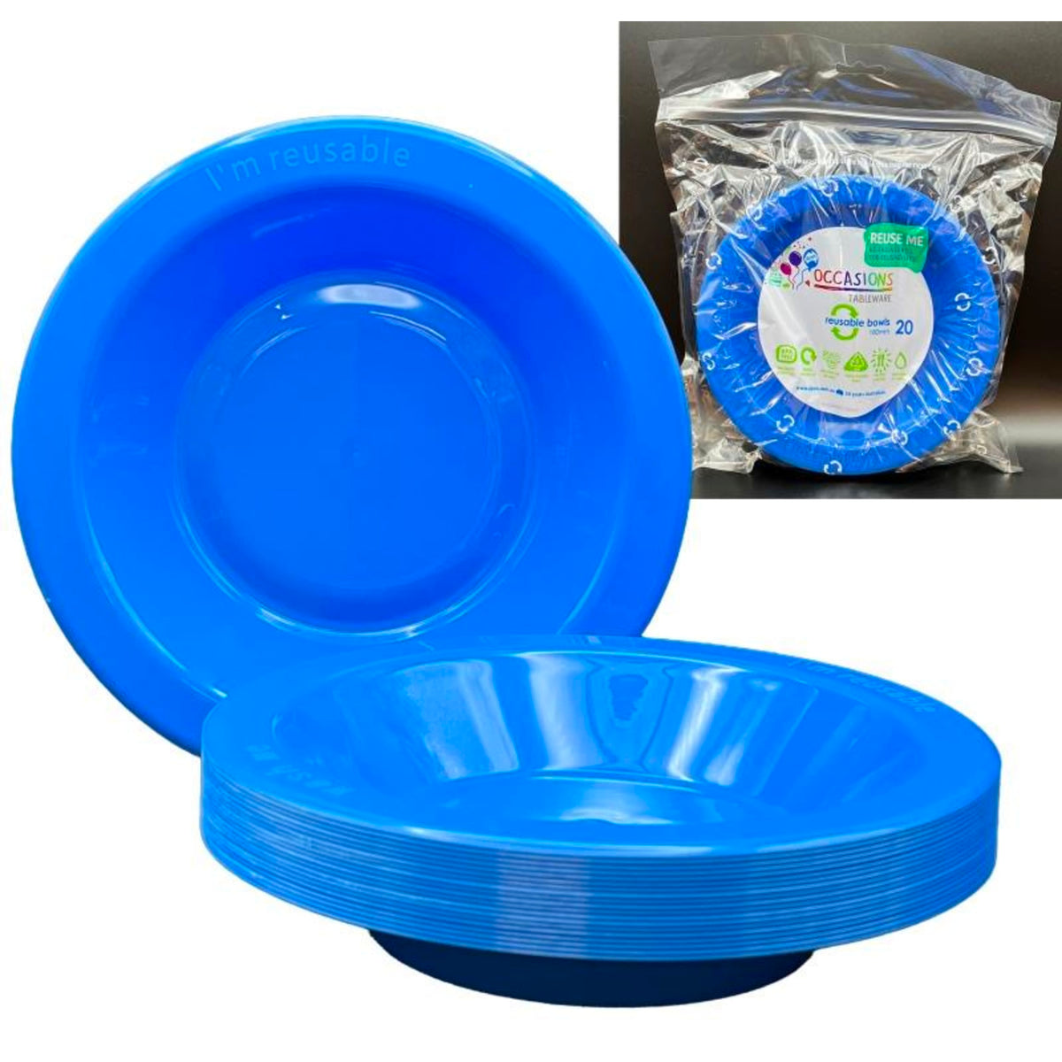 Occasions Royal Blue Bowl 180mm (20 Pack)