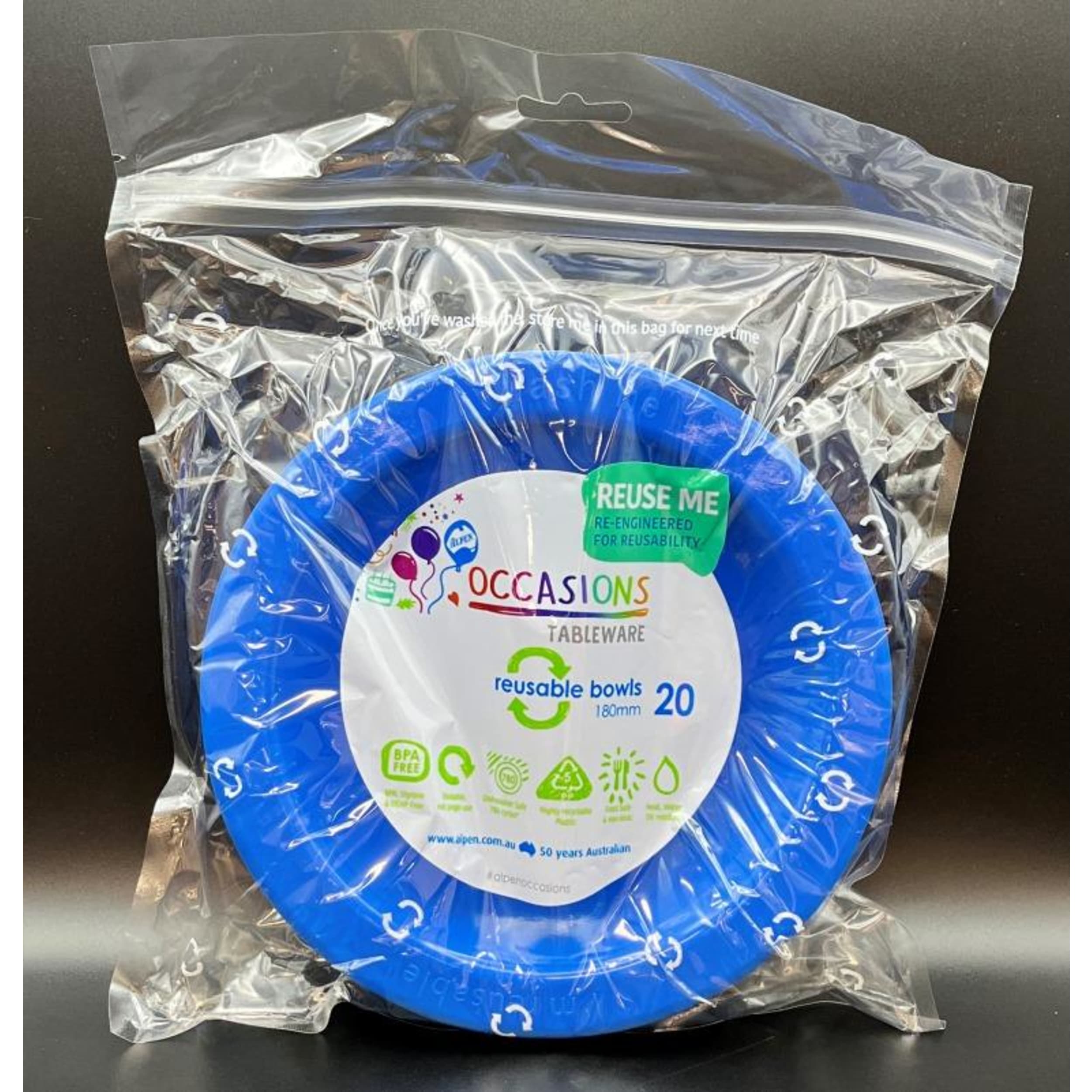 Occasions Royal Blue Bowl 180mm (20 Pack)