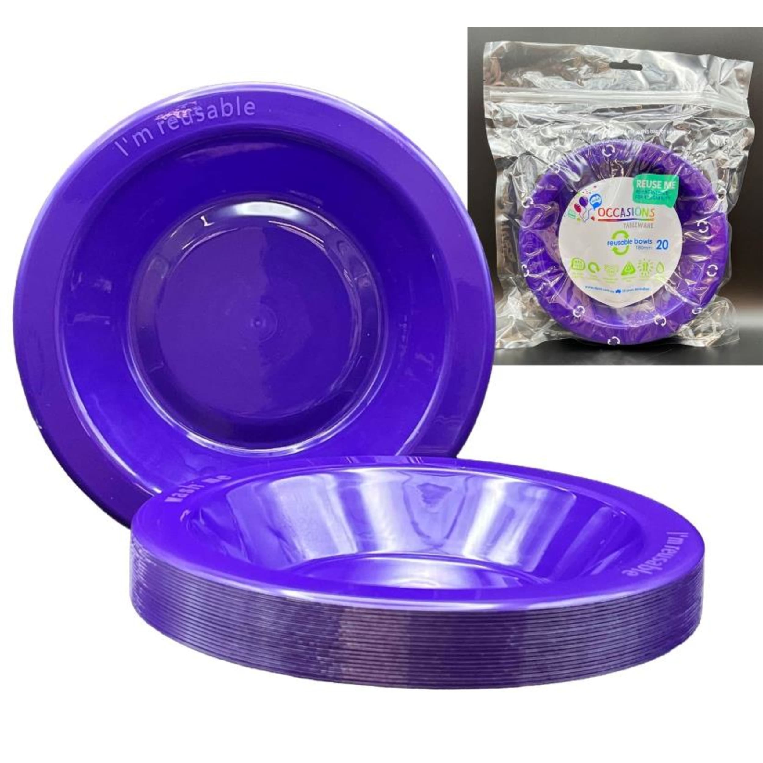 Occasions Purple Bowl 180mm (20 Pack)