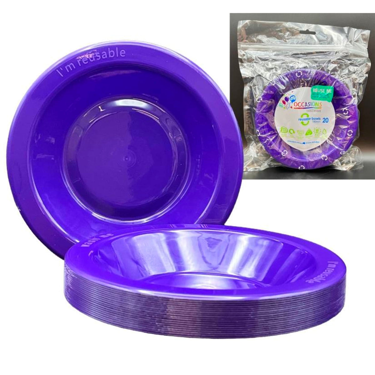 Occasions Purple Bowl 180mm (20 Pack)