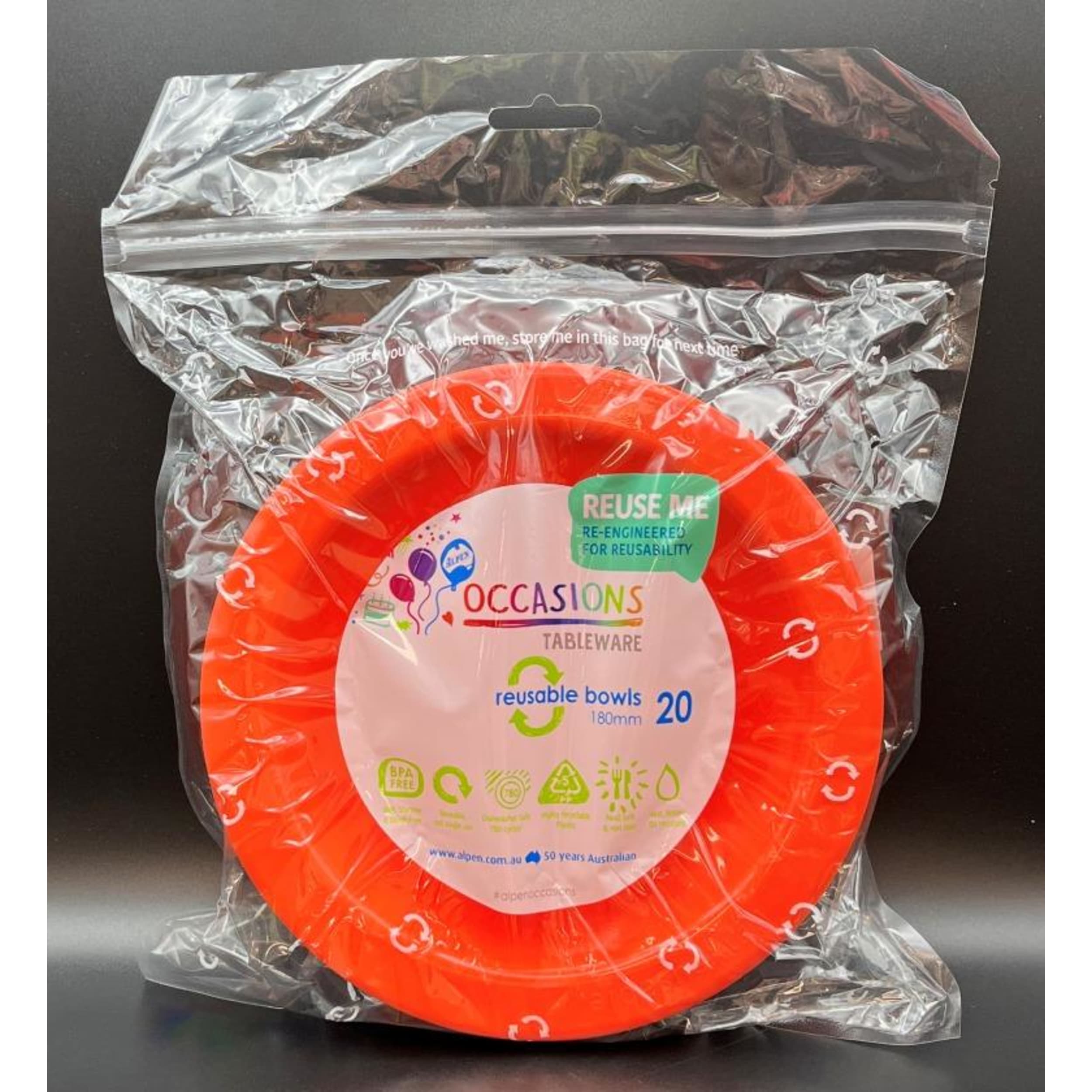 Occasions Orange Bowl 180mm (20 Pack)