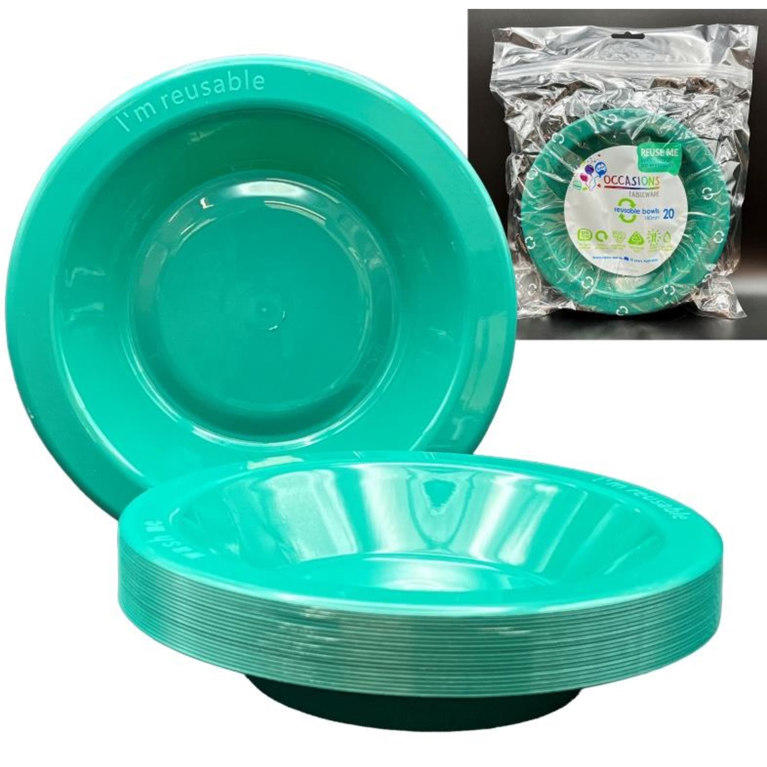 Occasions Green Bowl 180mm (20 Pack)