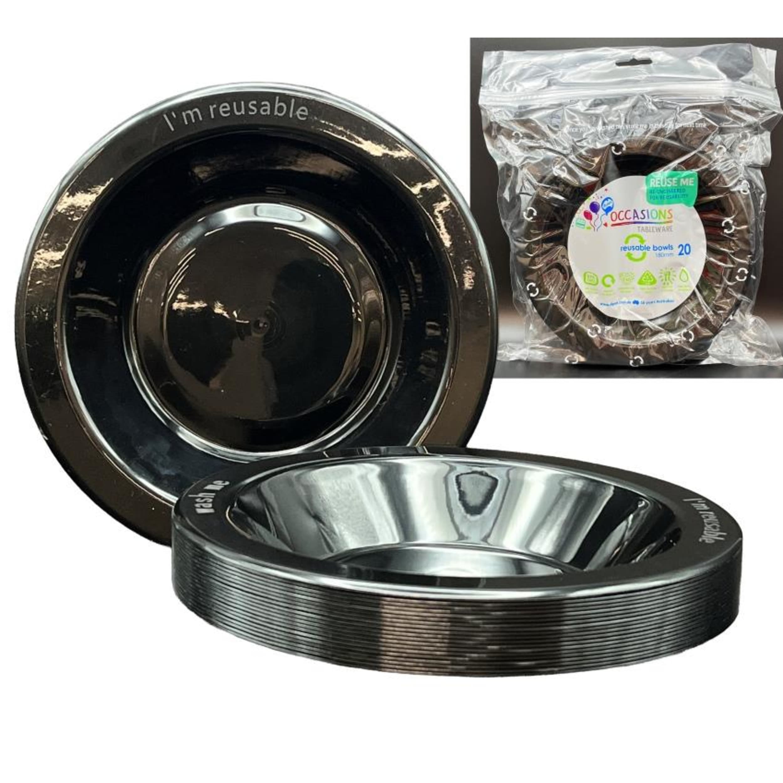 Occasions Black Bowl 180mm (20 Pack)