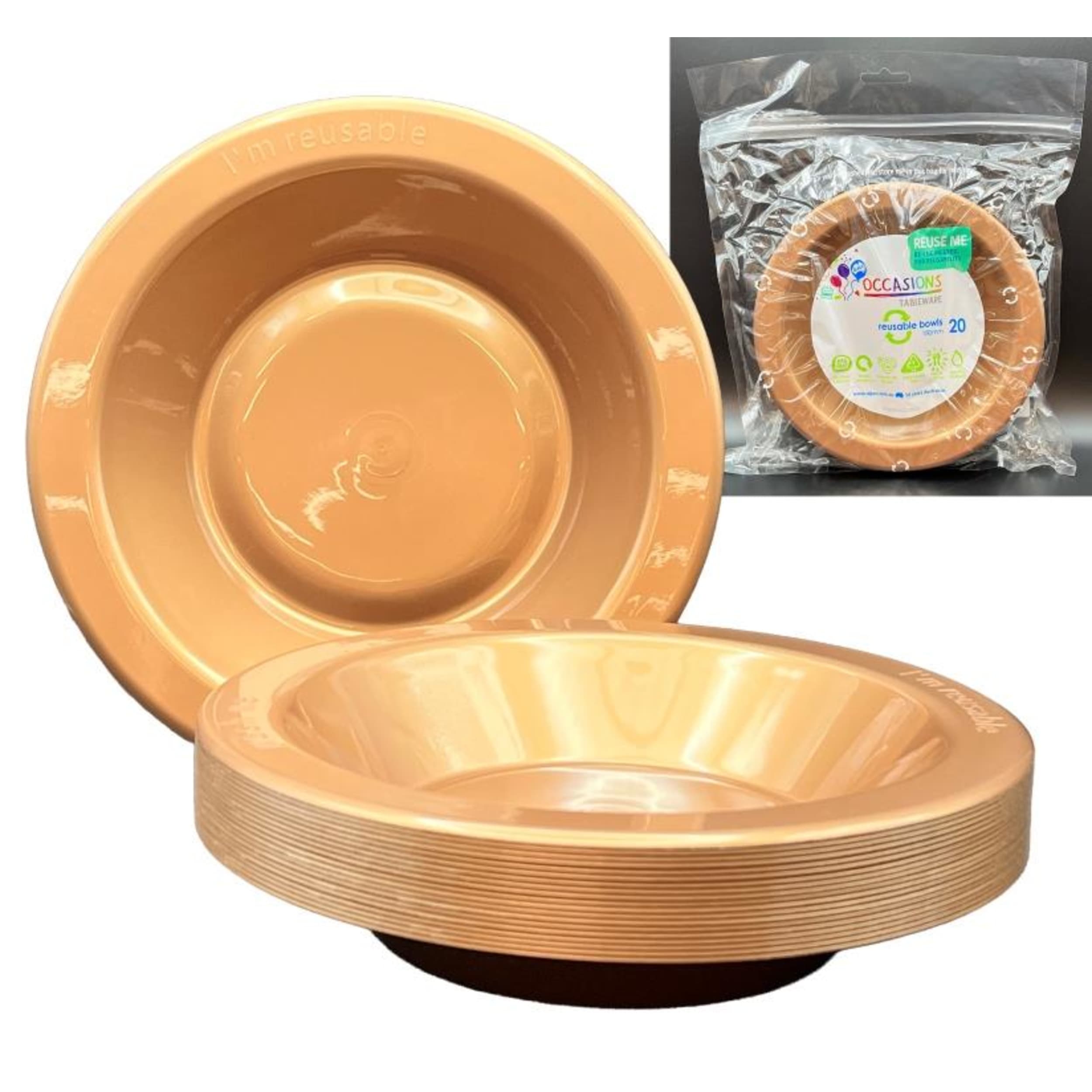 Occasions Rose Gold Bowl 180mm (20 Pack)
