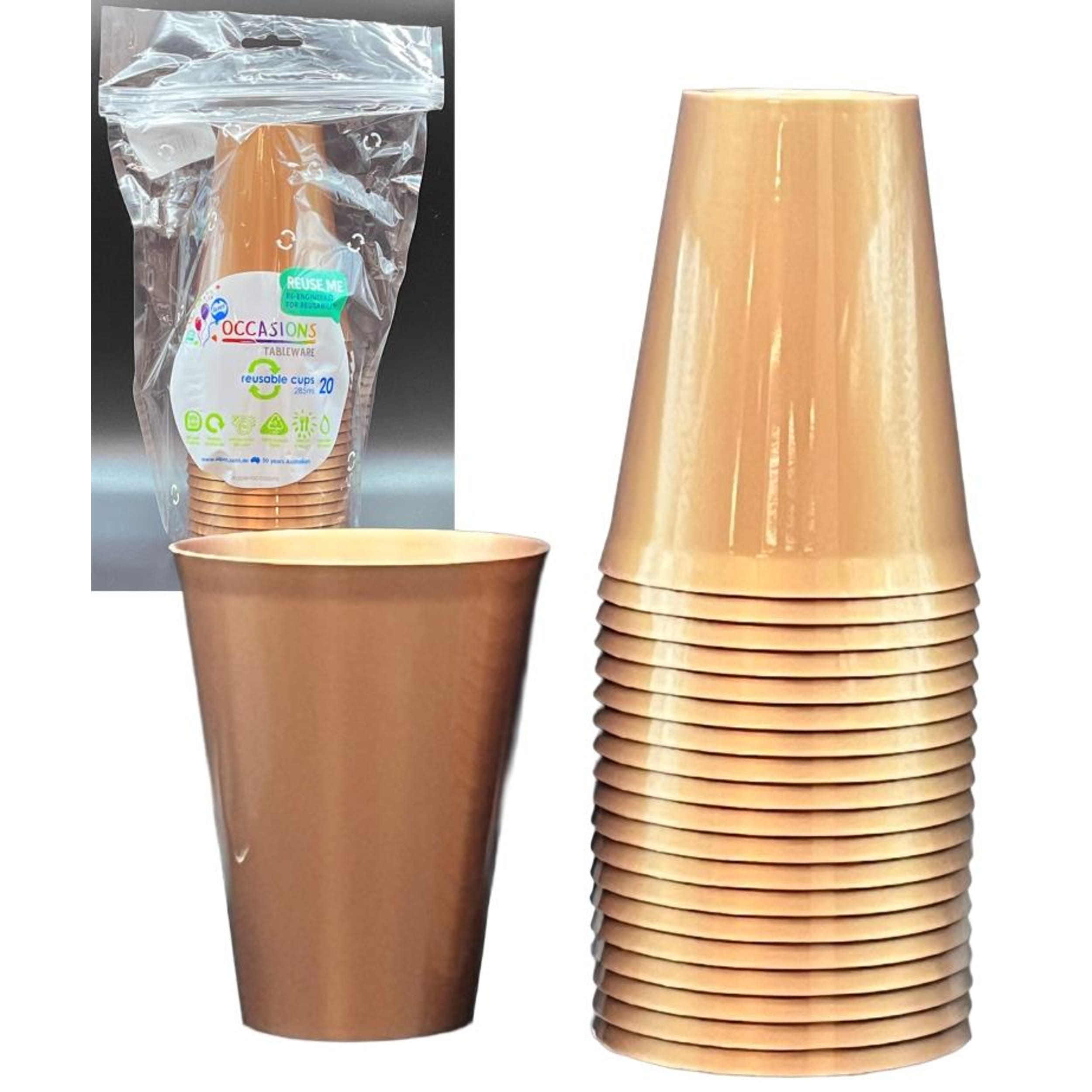 Occasions Rose Gold Cup (20 Pack)