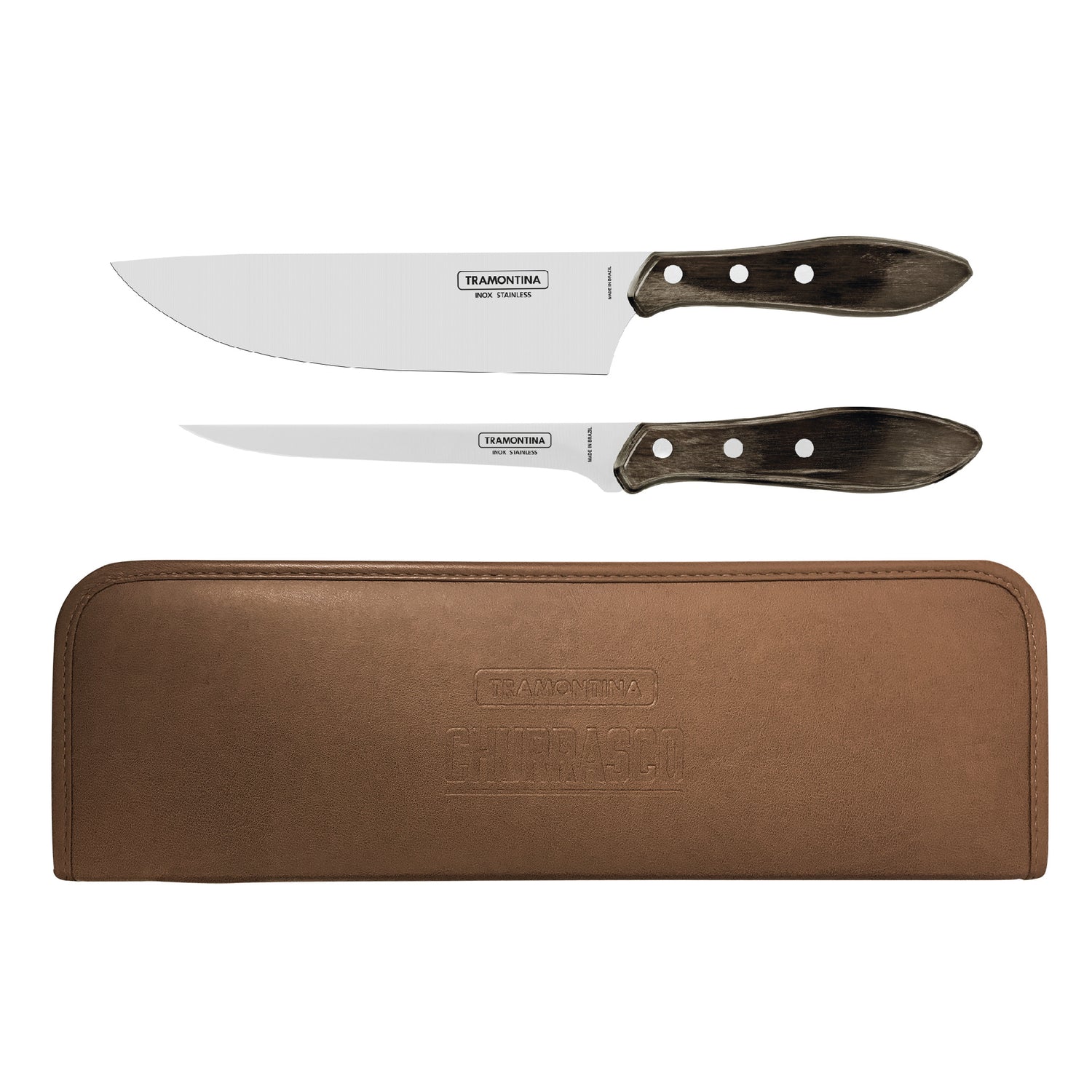 Tramontina Churrasco 3-Piece Knife Set With Leather Pouch