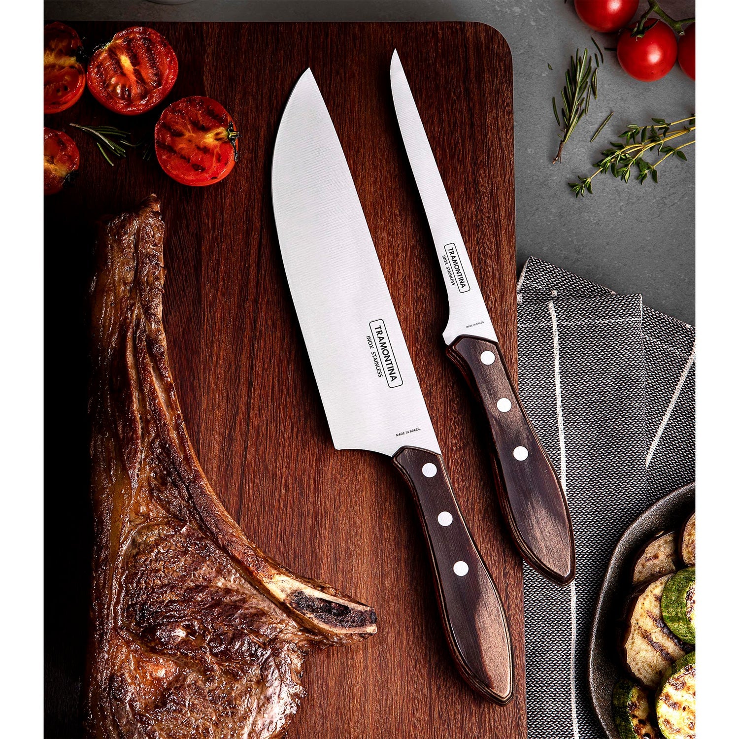 Tramontina Churrasco 3-Piece Knife Set With Leather Pouch