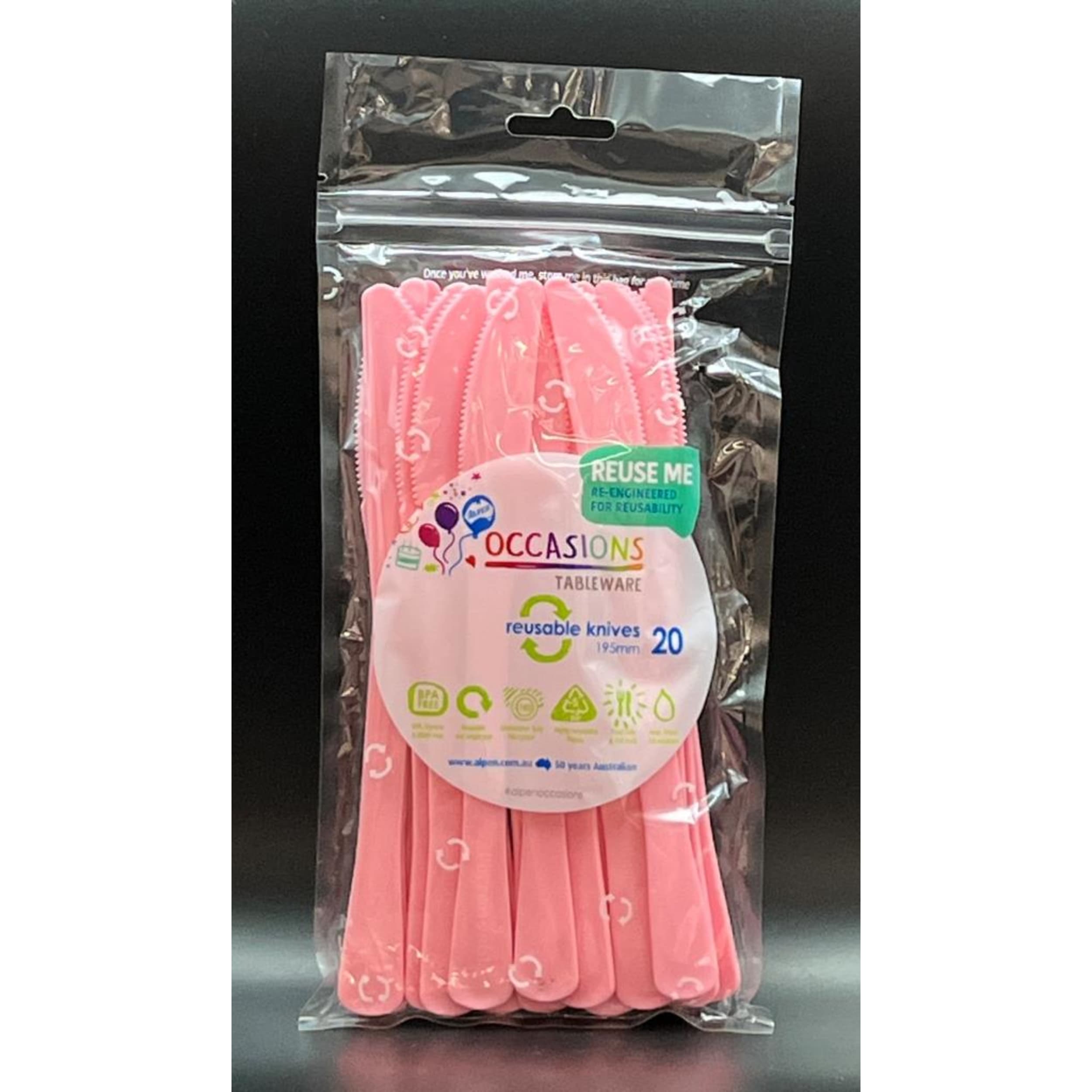 Occasions Light Pink Knife 190mm (20 Pack)