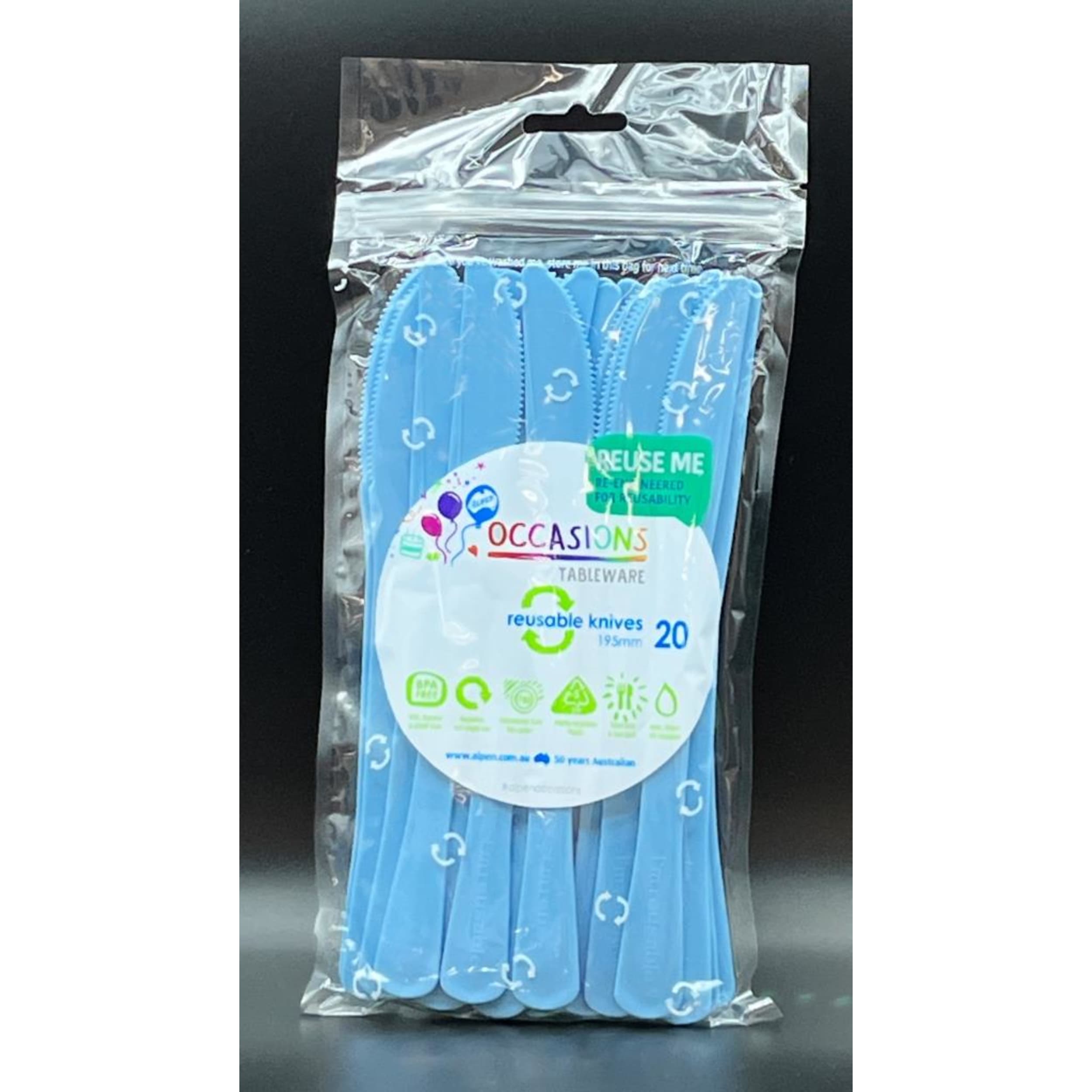 Occasions Light Blue Knife 190mm (20 Pack)