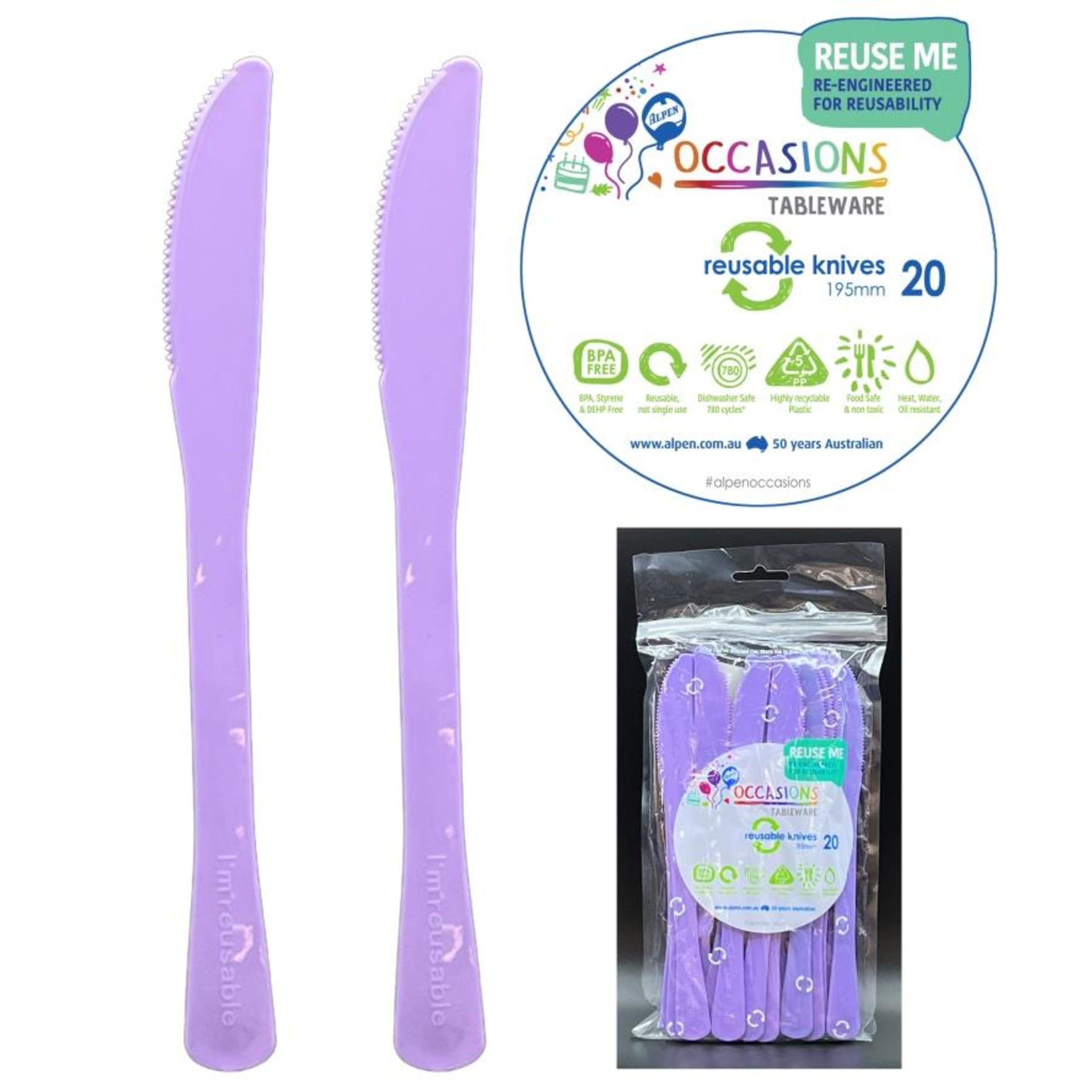 Occasions Lavender Knife 190mm (20 Pack)