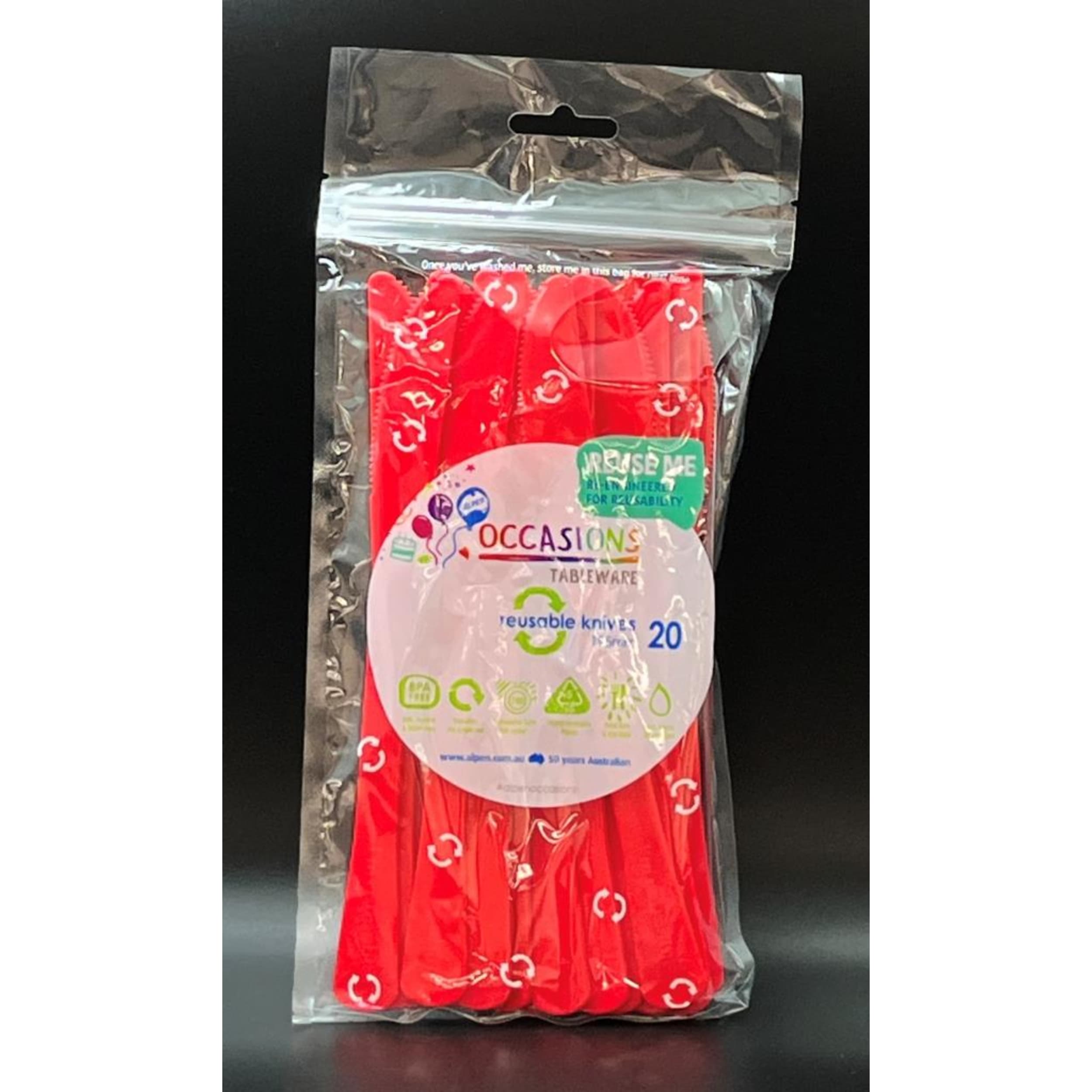Occasions Red Knife 190mm (20 Pack)