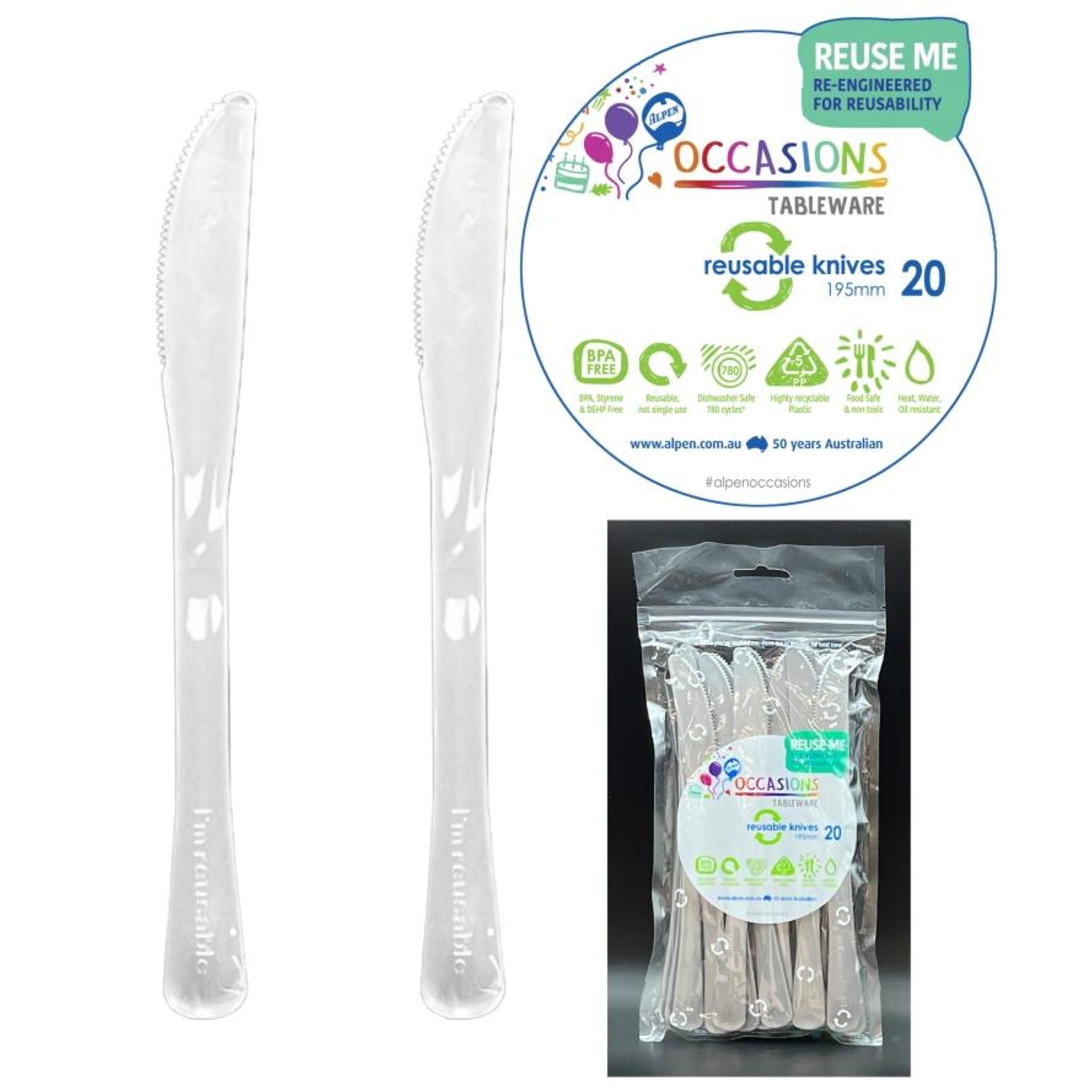Occasions Silver Knife 190mm (20 Pack)