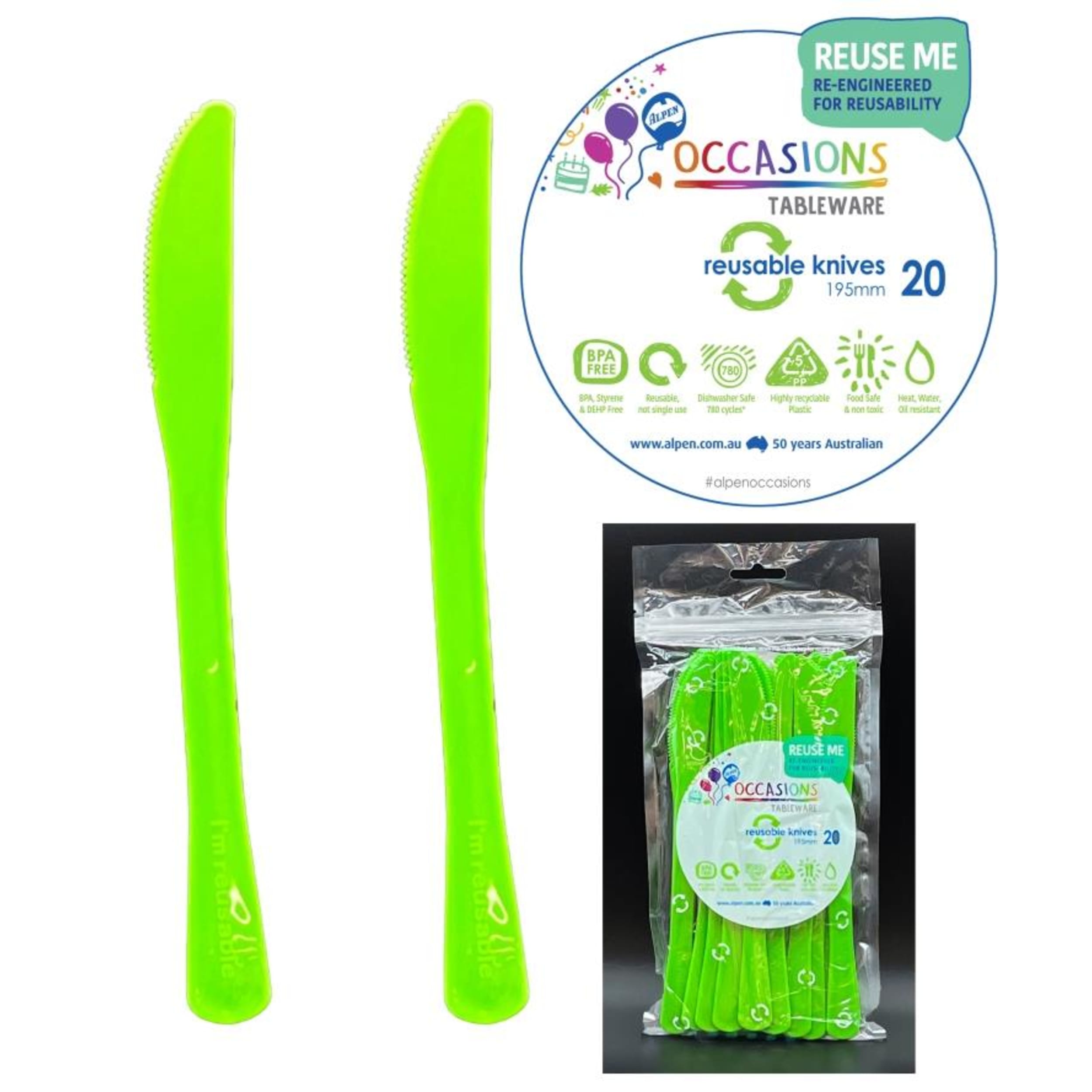 Occasions Lime Knife 190mm (20 Pack)