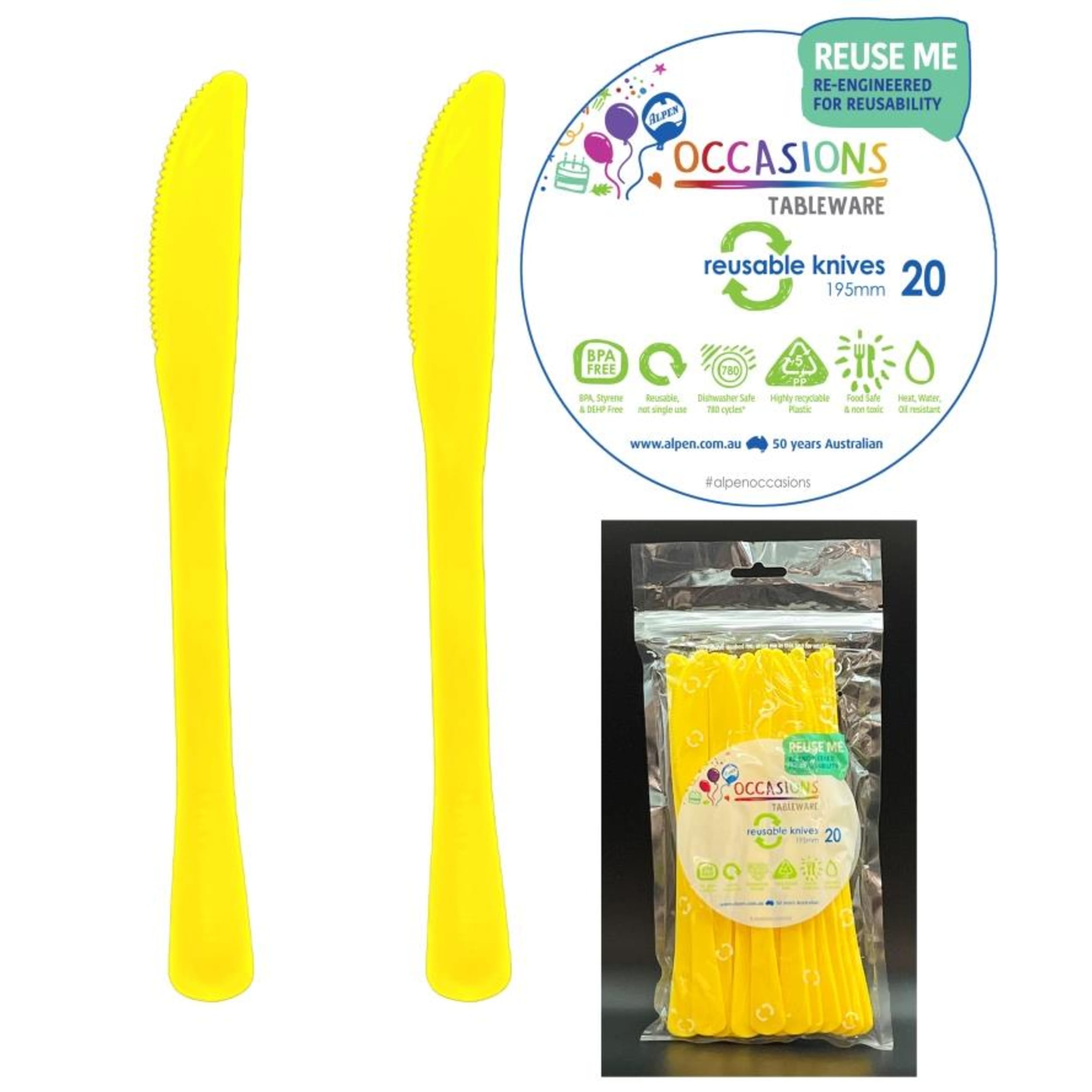 Occasions Yellow Knife 190mm (20 Pack)