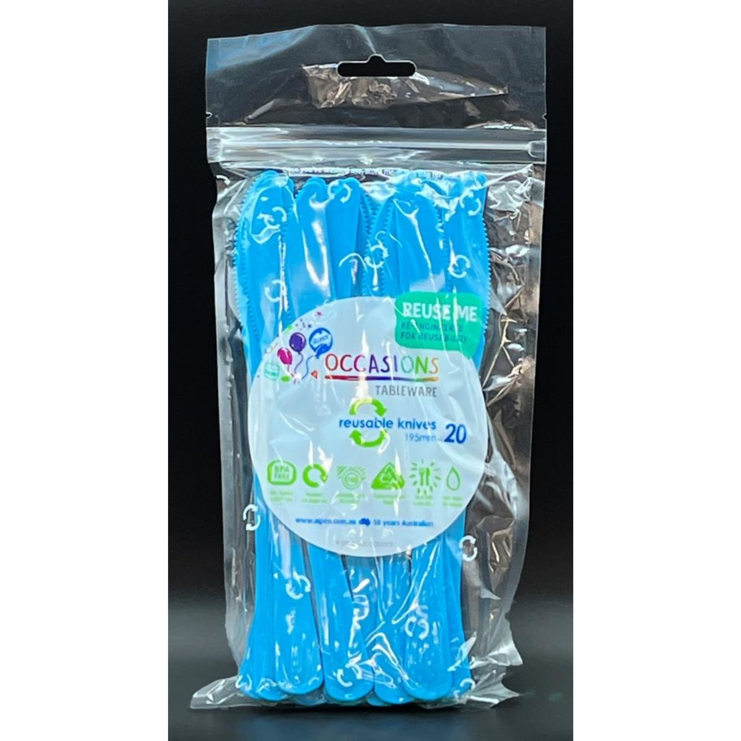 Occasions Azure Blue Knife 190mm (20 Pack)