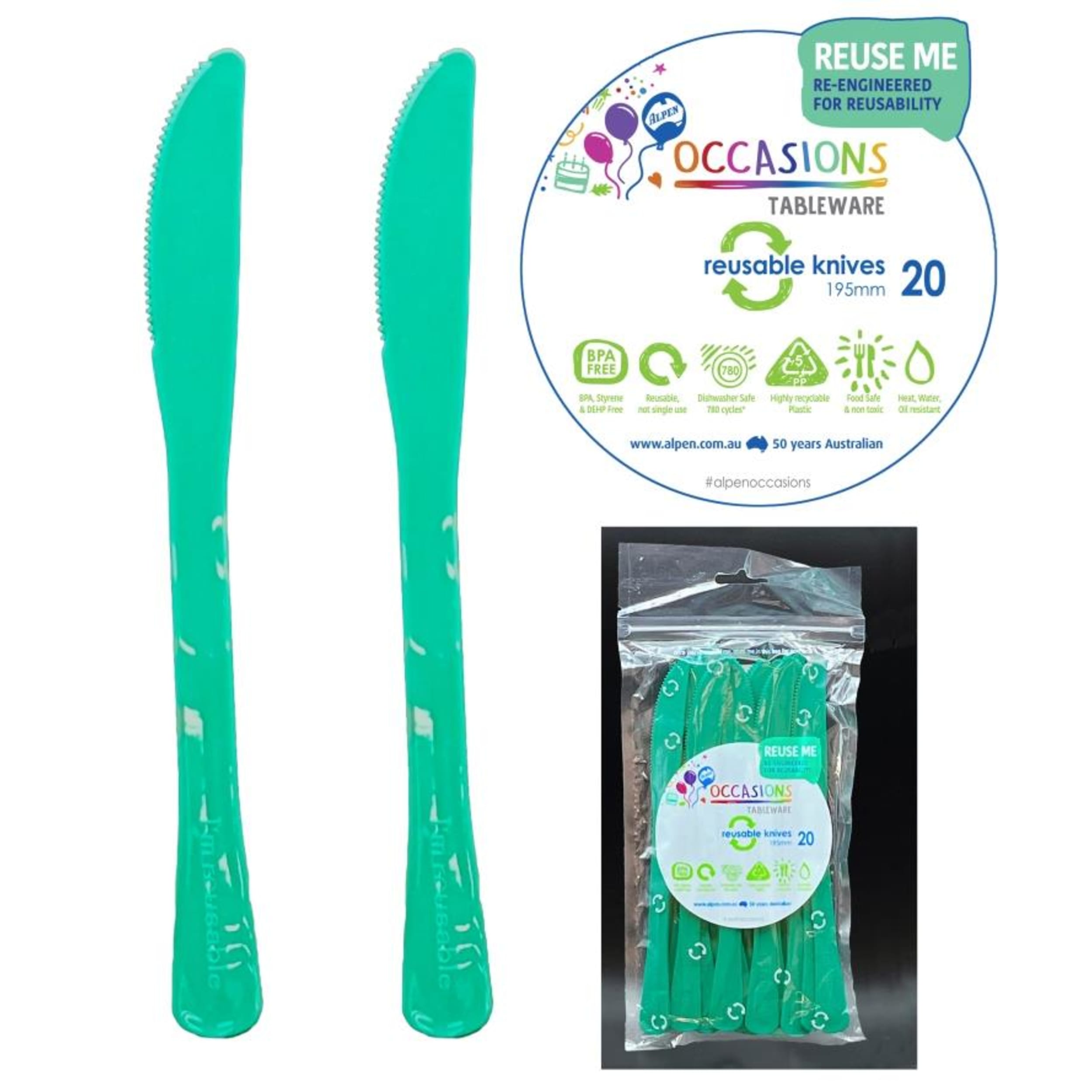 Occasions Green Knife 190mm (20 Pack)