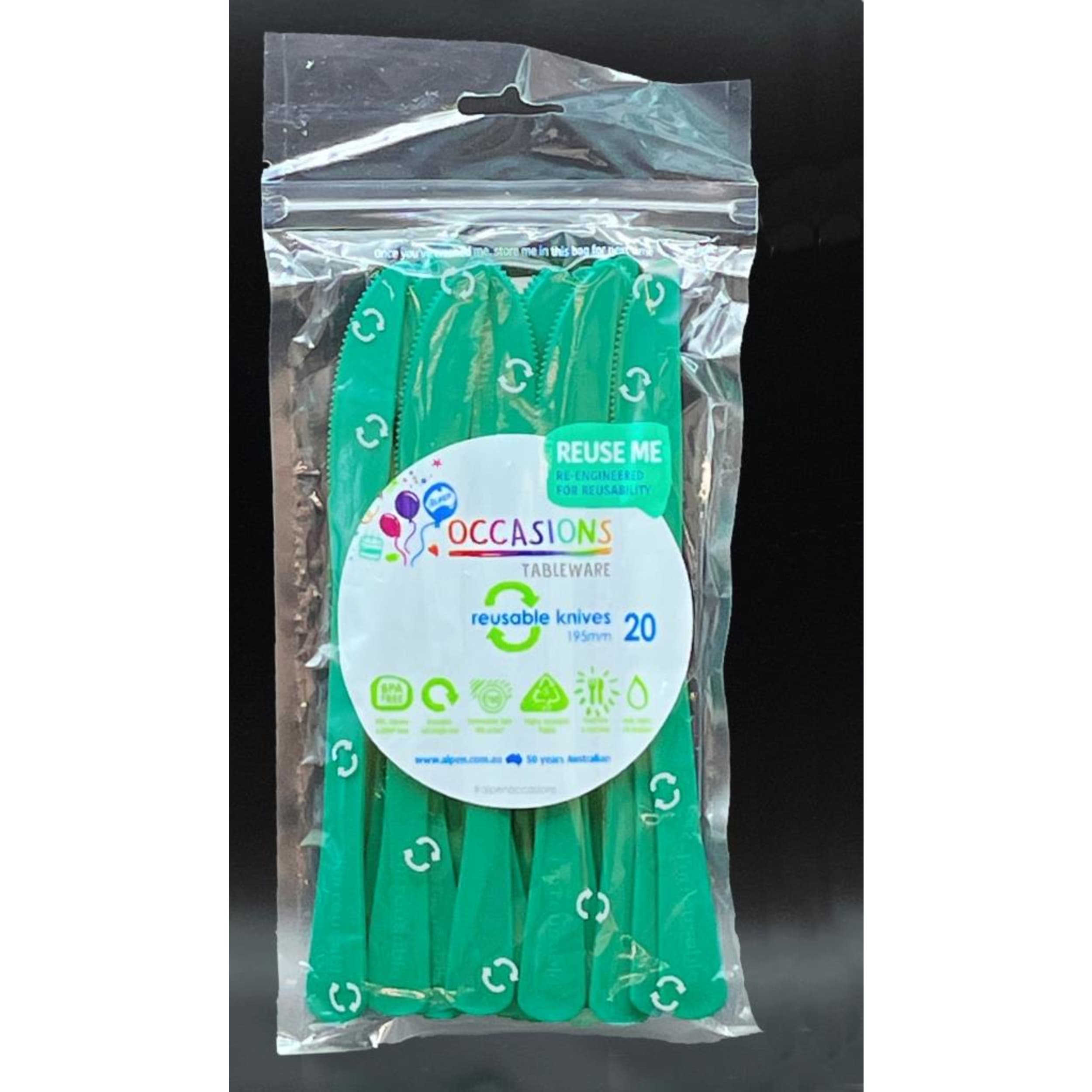 Occasions Green Knife 190mm (20 Pack)