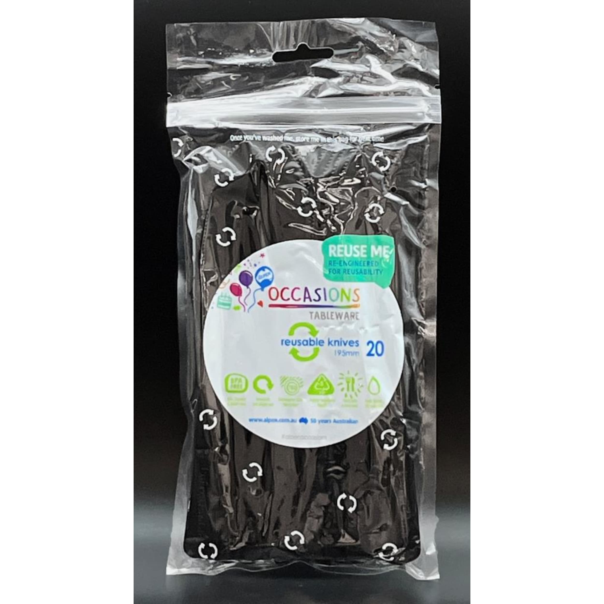 Occasions Black Knife 190mm (20 Pack)