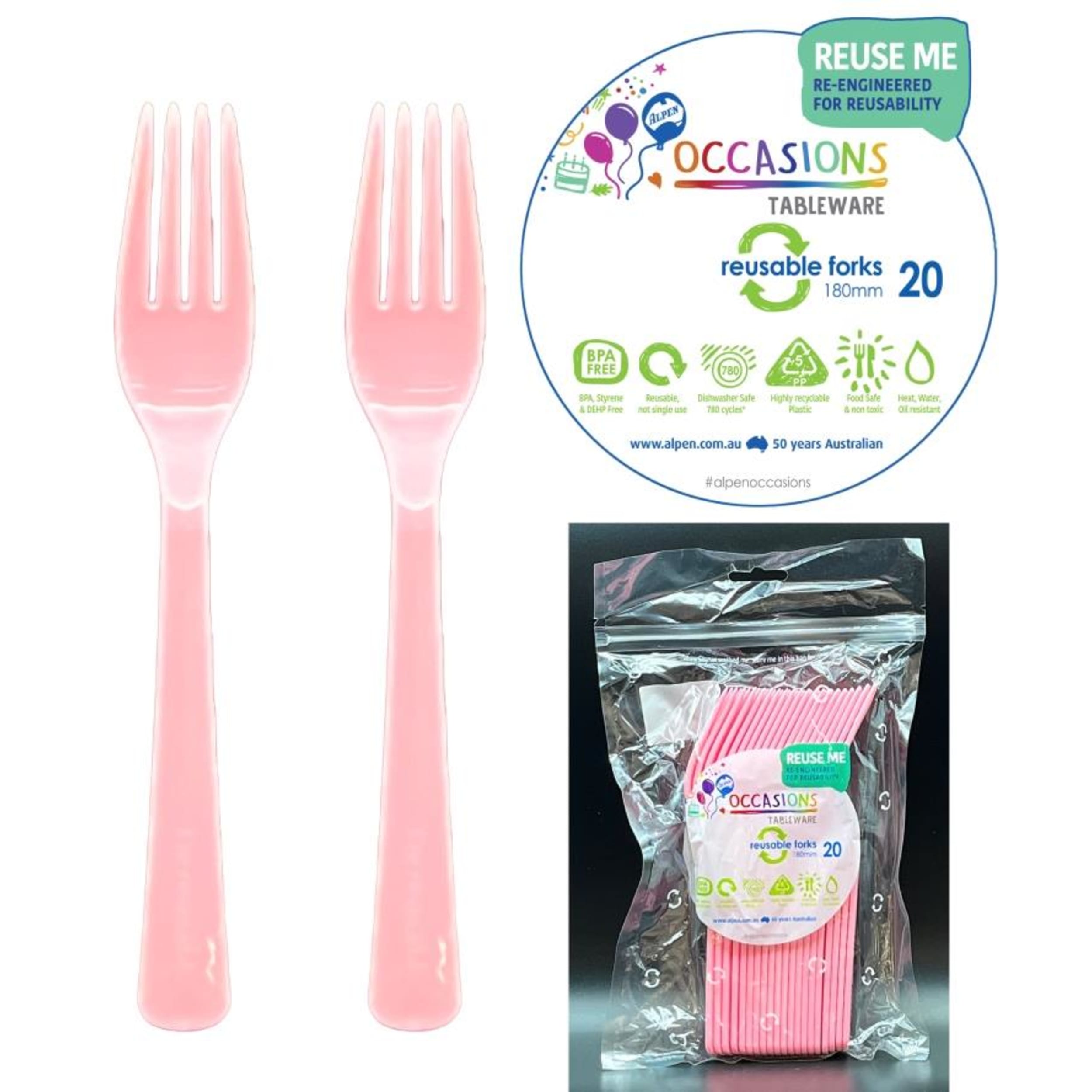 Occasions Light Pink Fork (20 Pack)