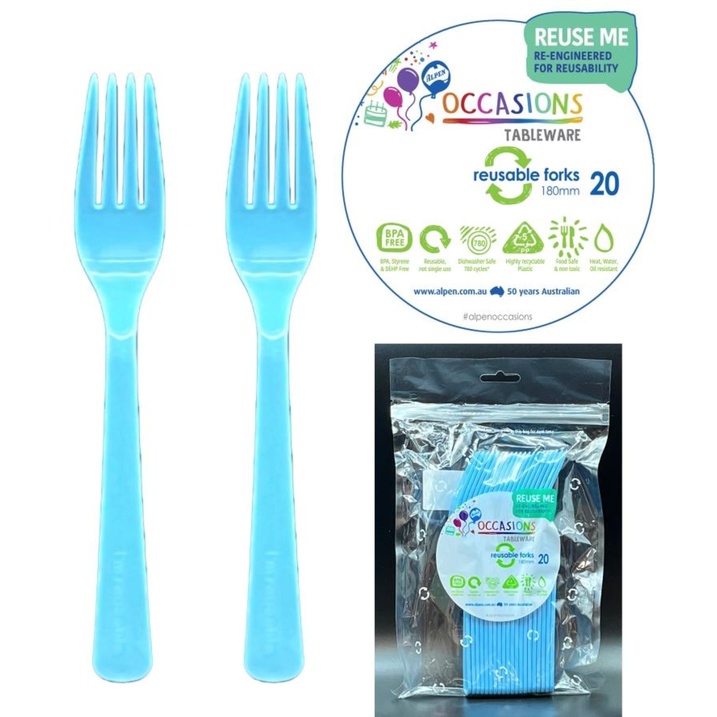 Occasions Light Blue Fork (20 Pack)