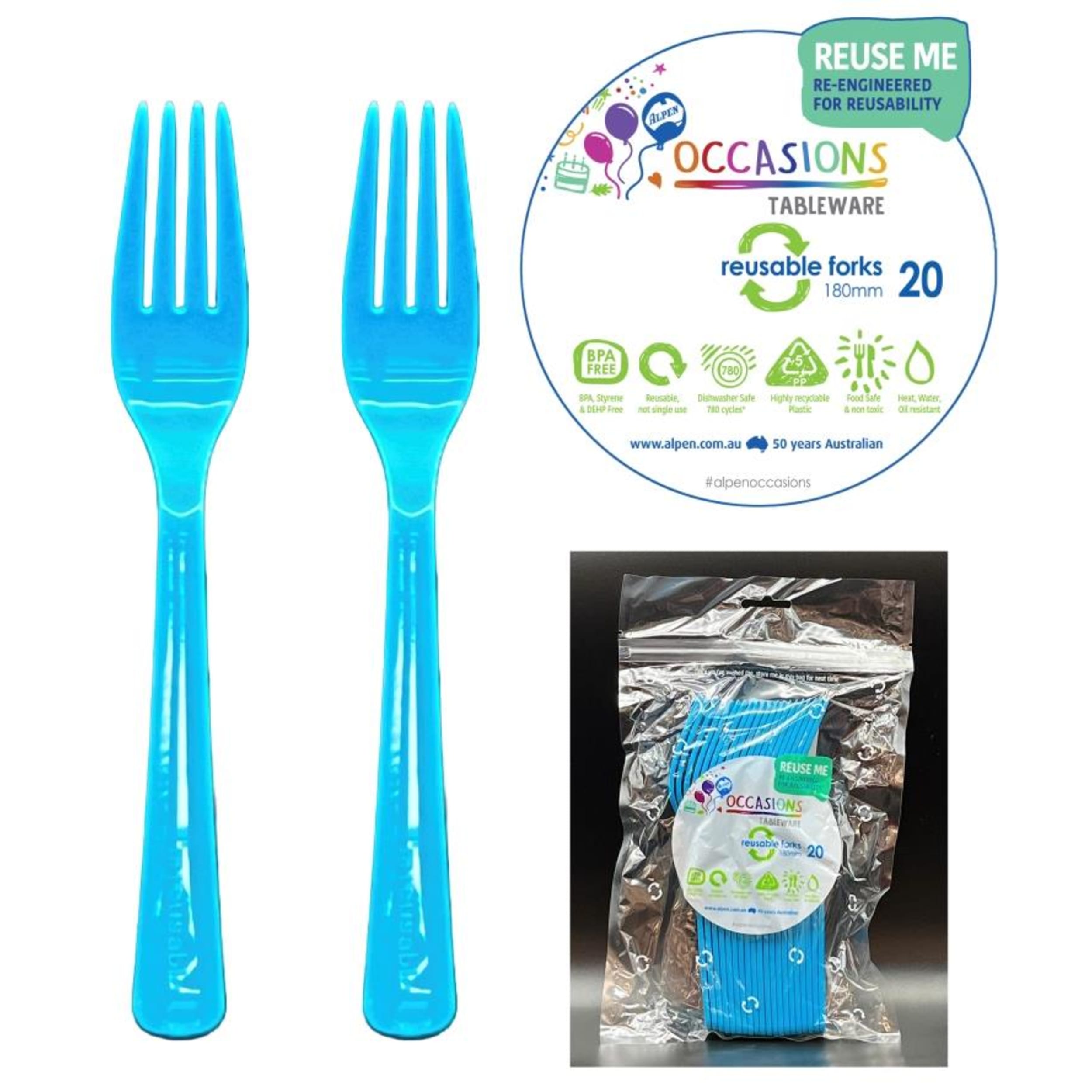 Occasions Azure Blue Fork (20 Pack)