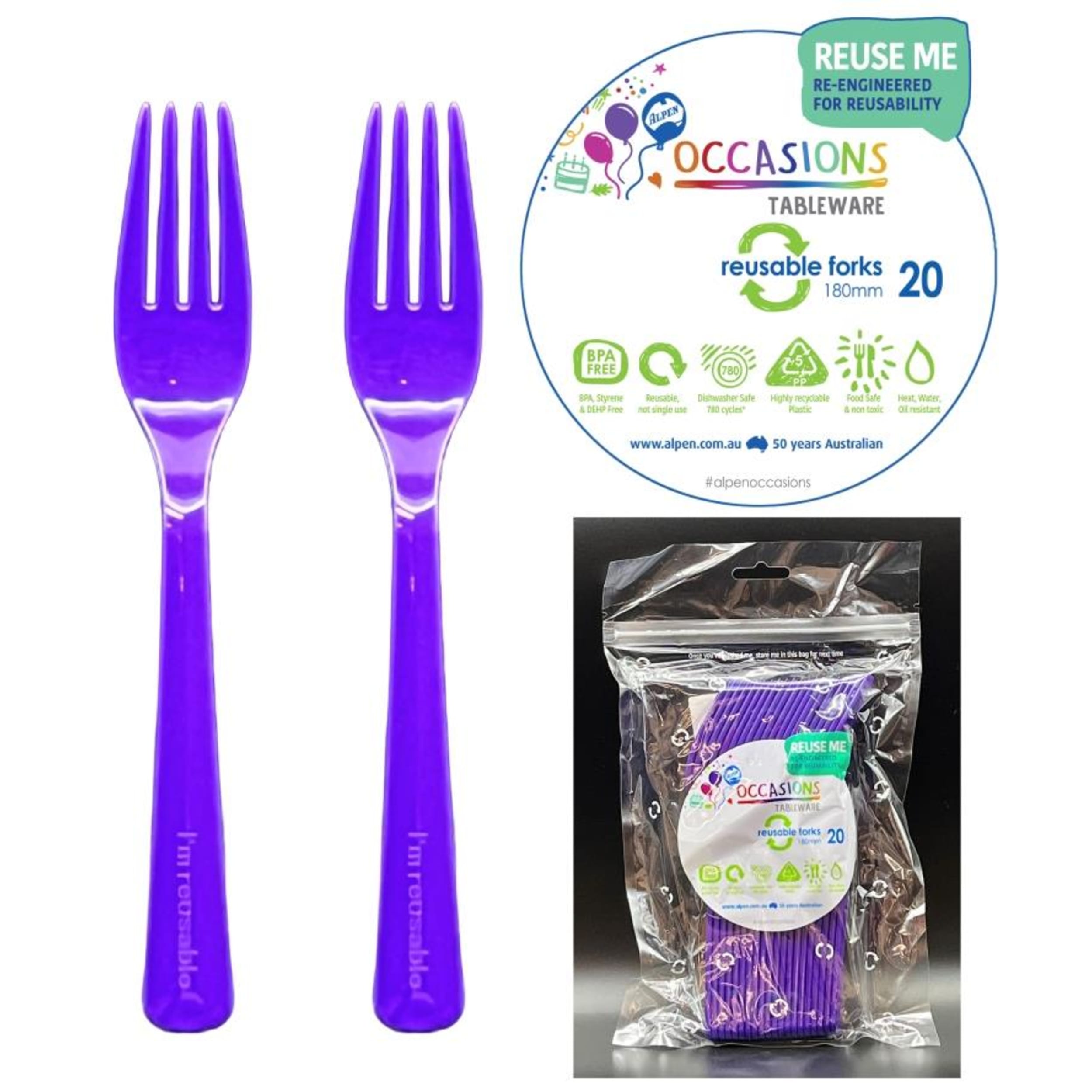 Occasions Purple Fork (20 Pack)