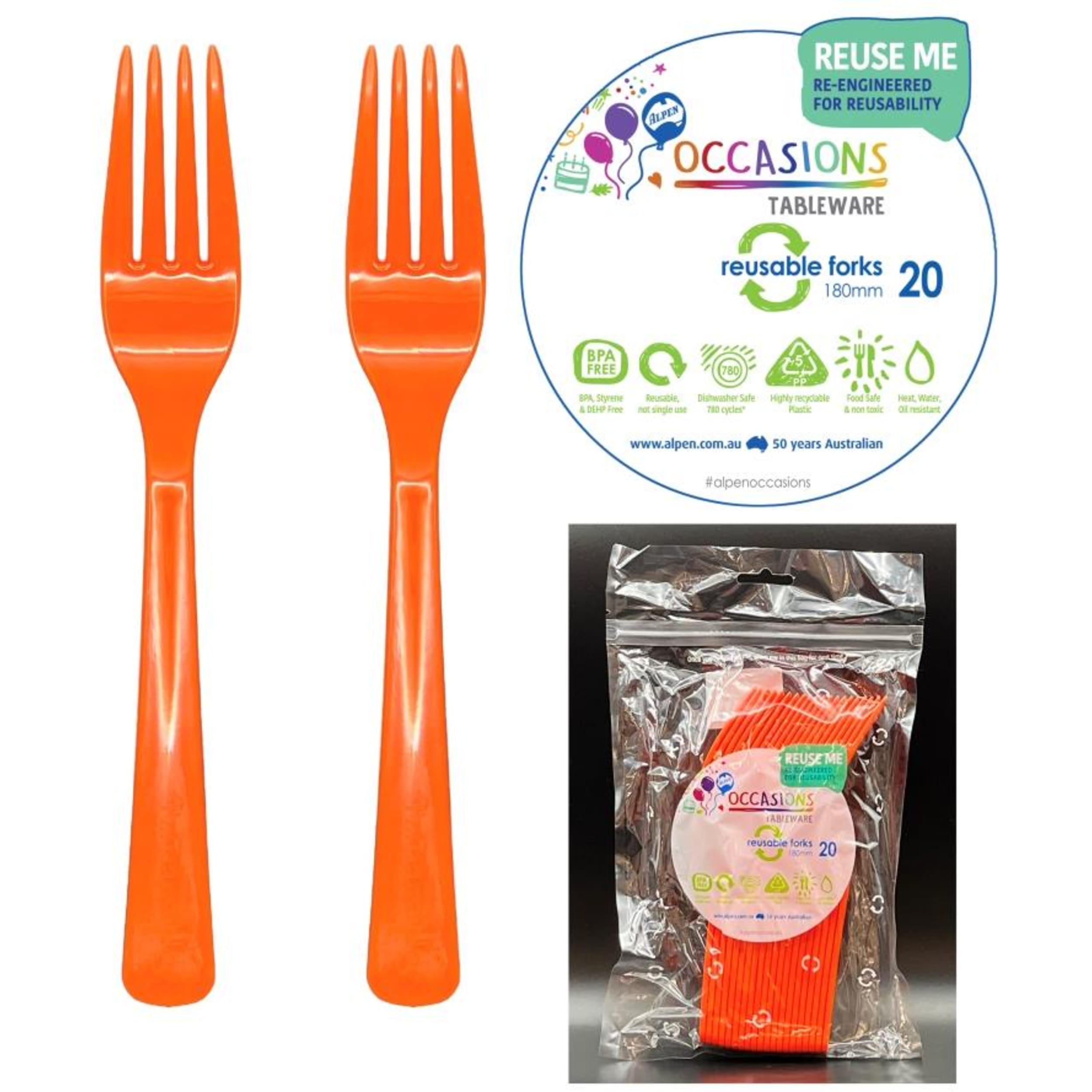 Occasions Orange Fork (20 Pack)