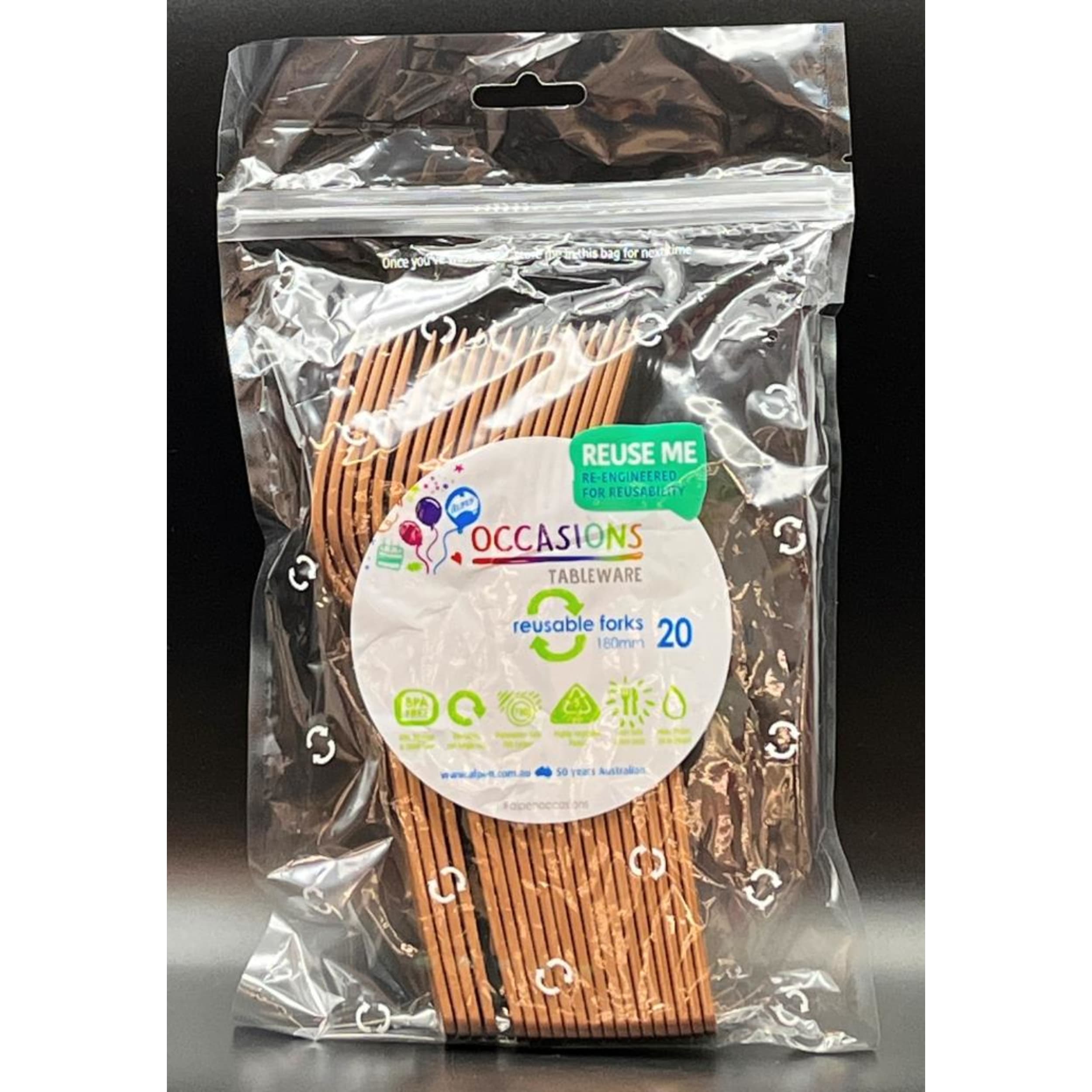 Occasions Rose Gold Fork (20 Pack)