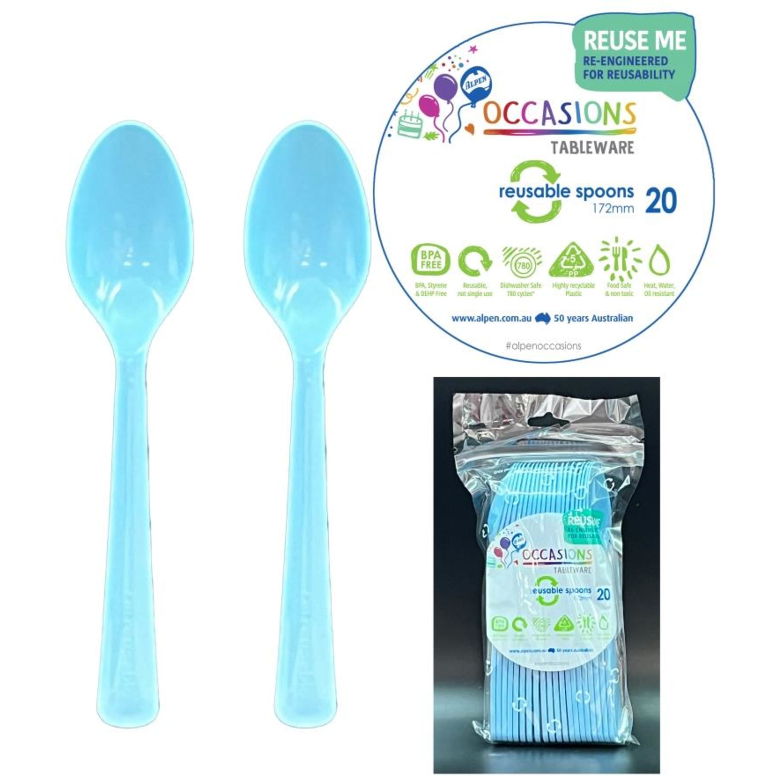 Occasions Light Blue Spoon (20 Pack)
