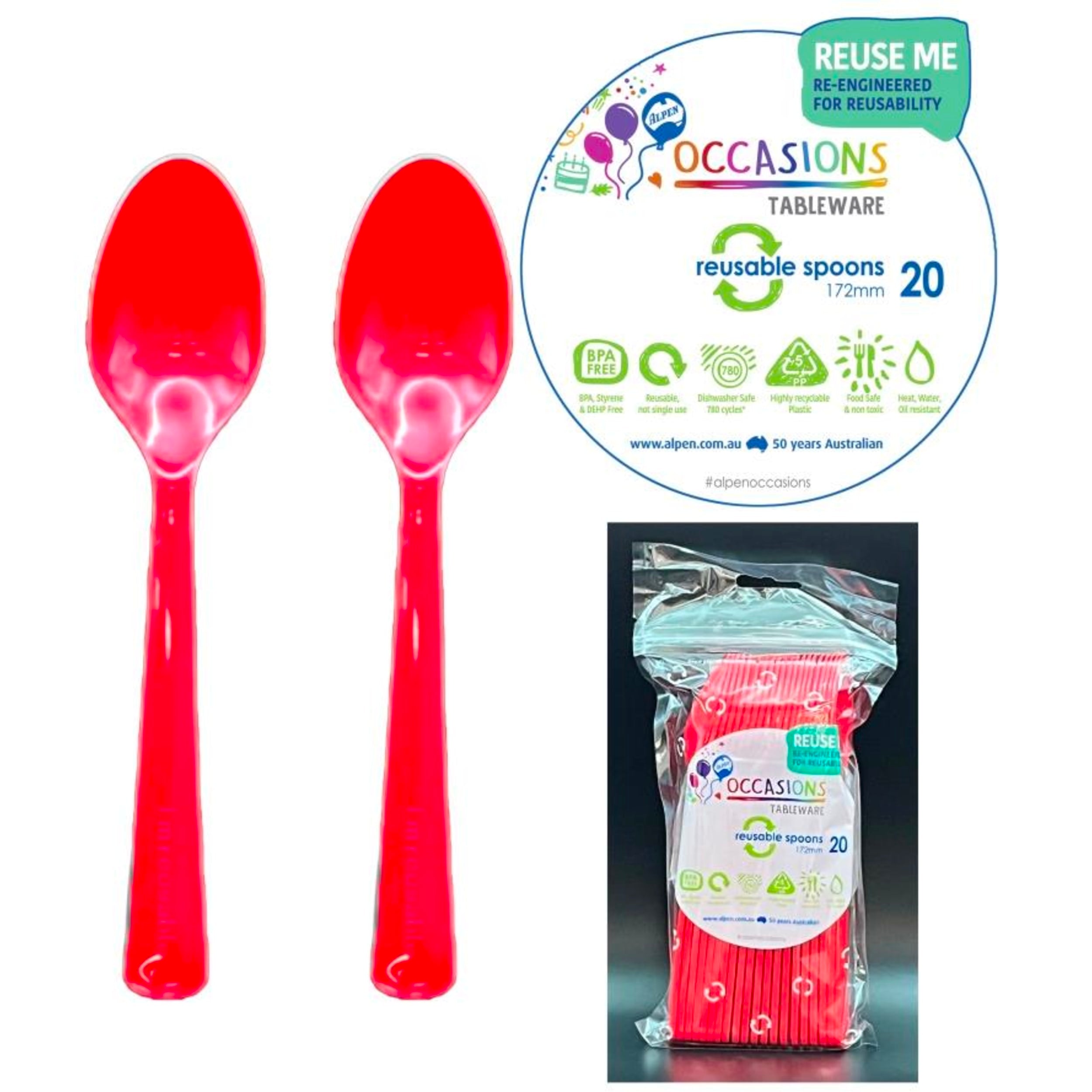 Occasions Red Spoon (20 Pack)