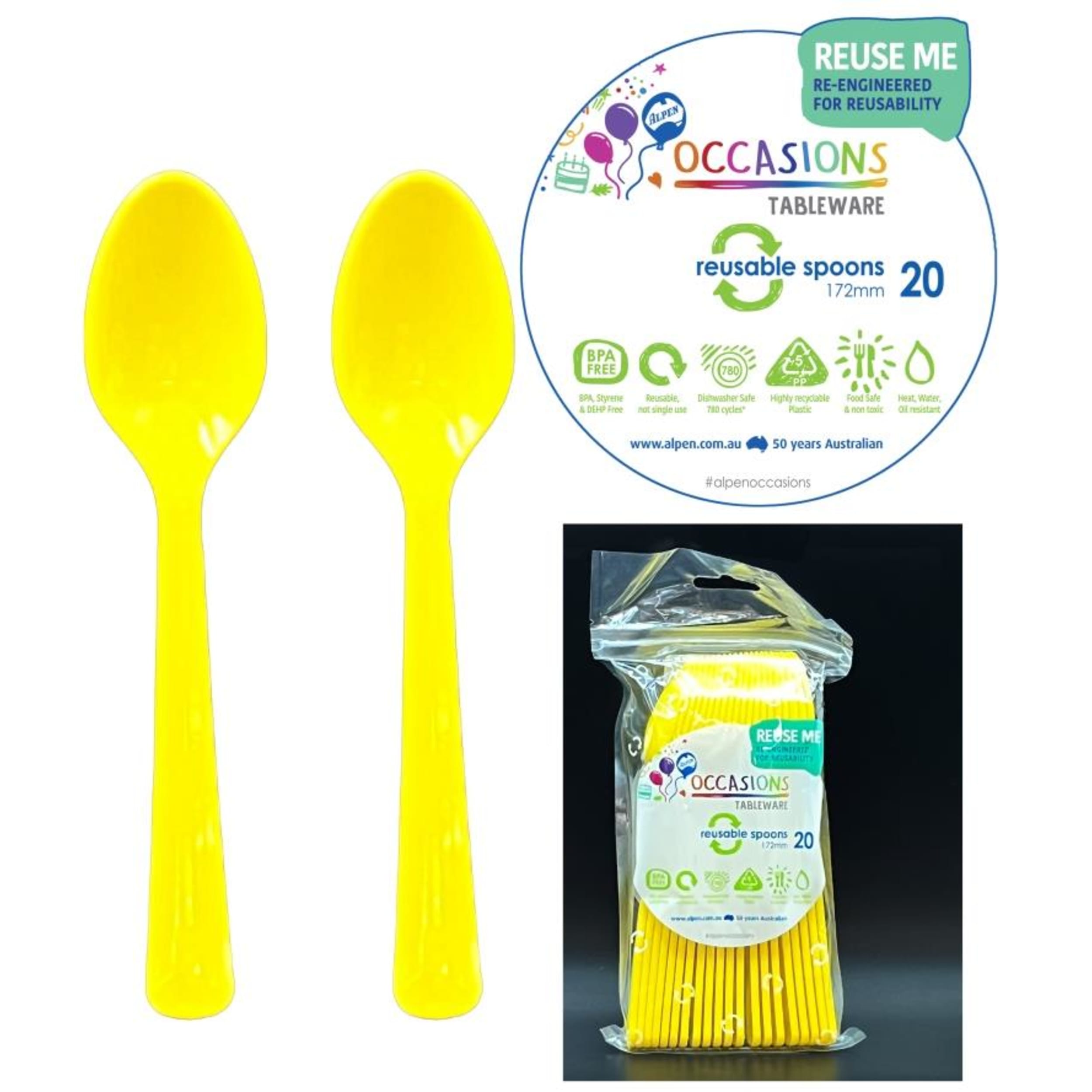 Occasions Yellow Spoon (20 Pack)