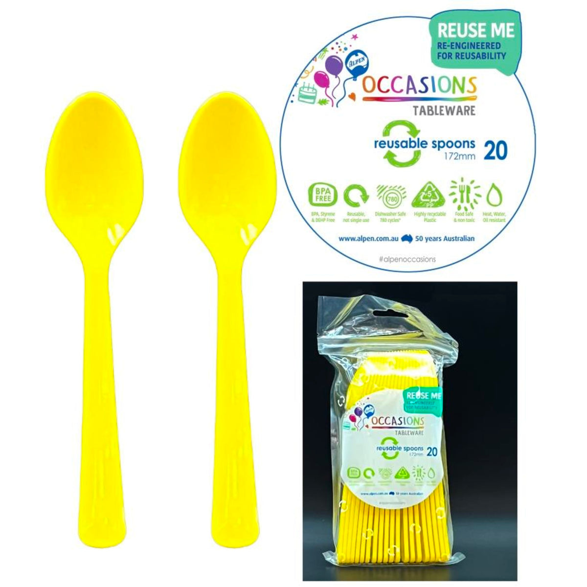 Occasions Yellow Spoon (20 Pack)
