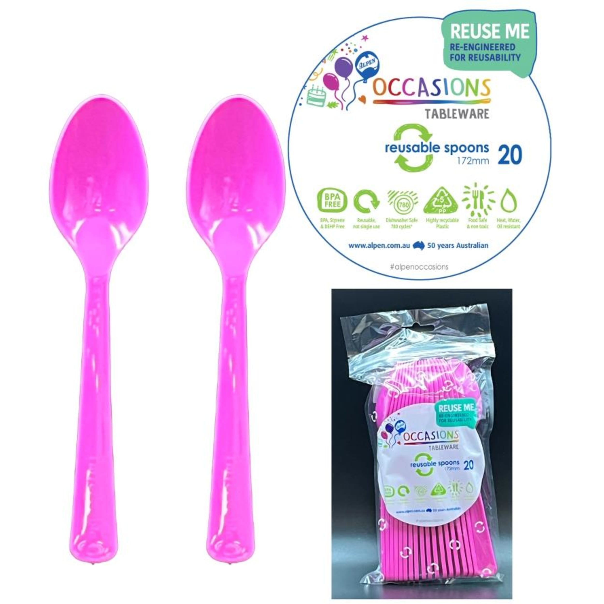 Occasions Magenta Spoon (20 Pack)