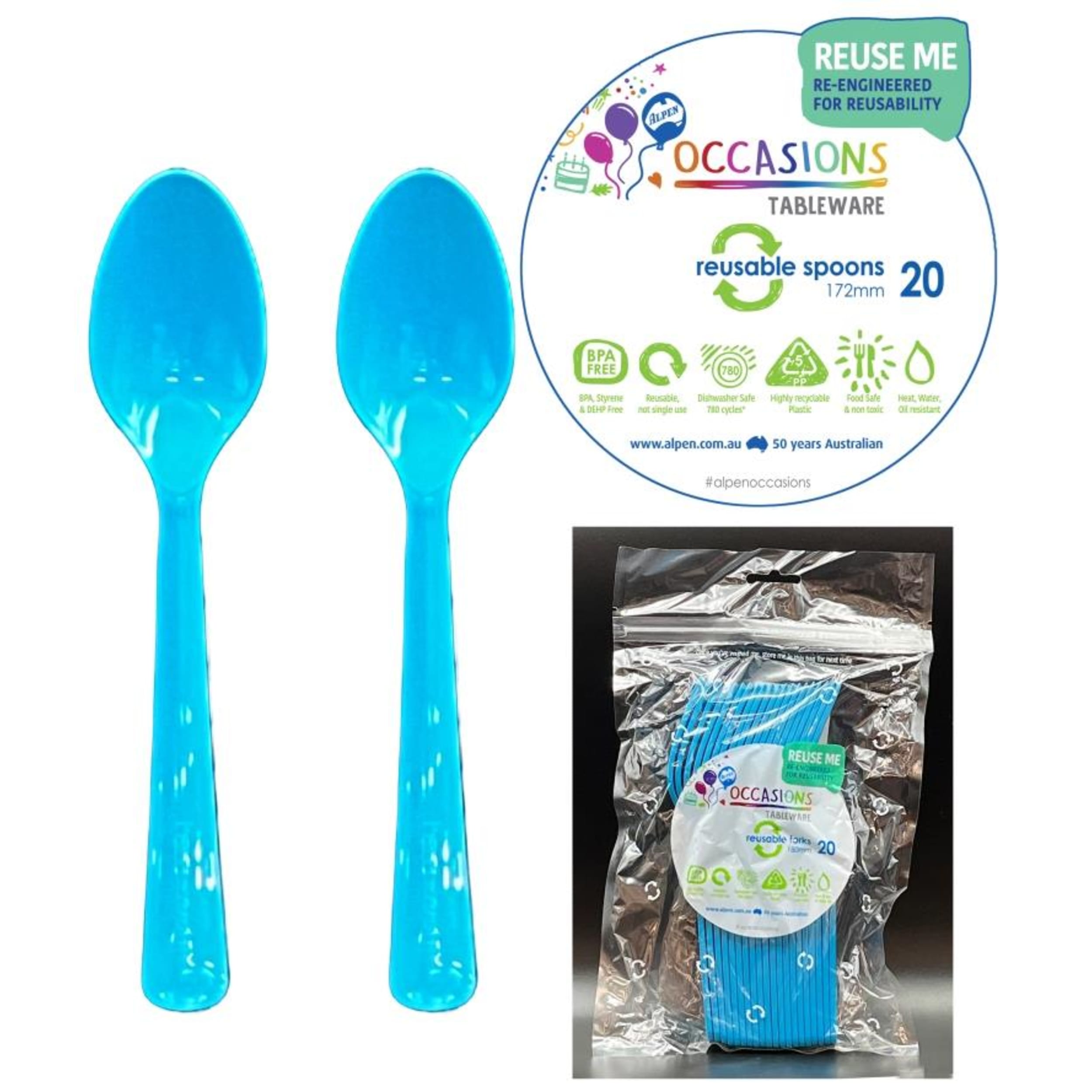 Occasions Azure Blue Spoon (20 Pack)