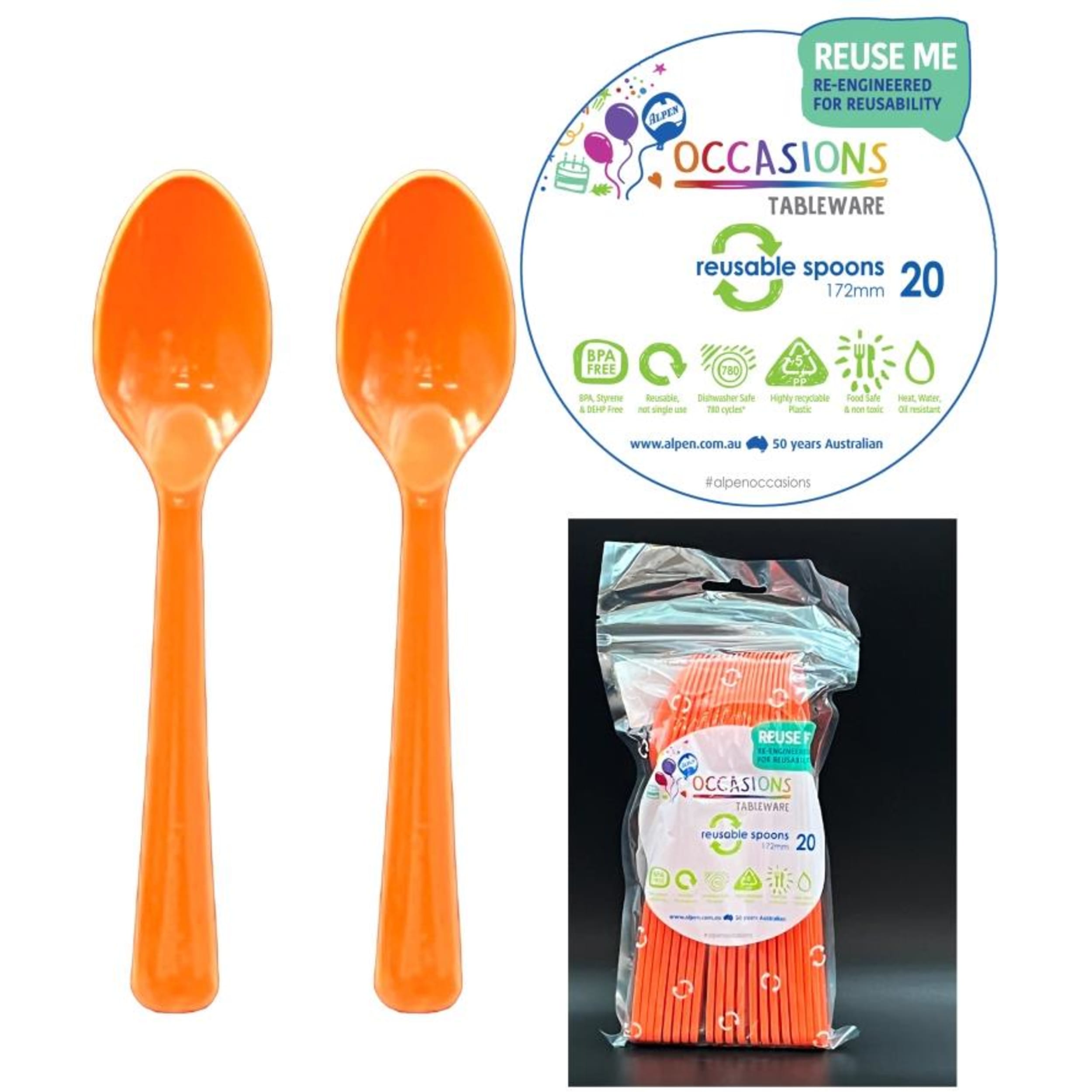 Occasions Orange Spoon (20 Pack)
