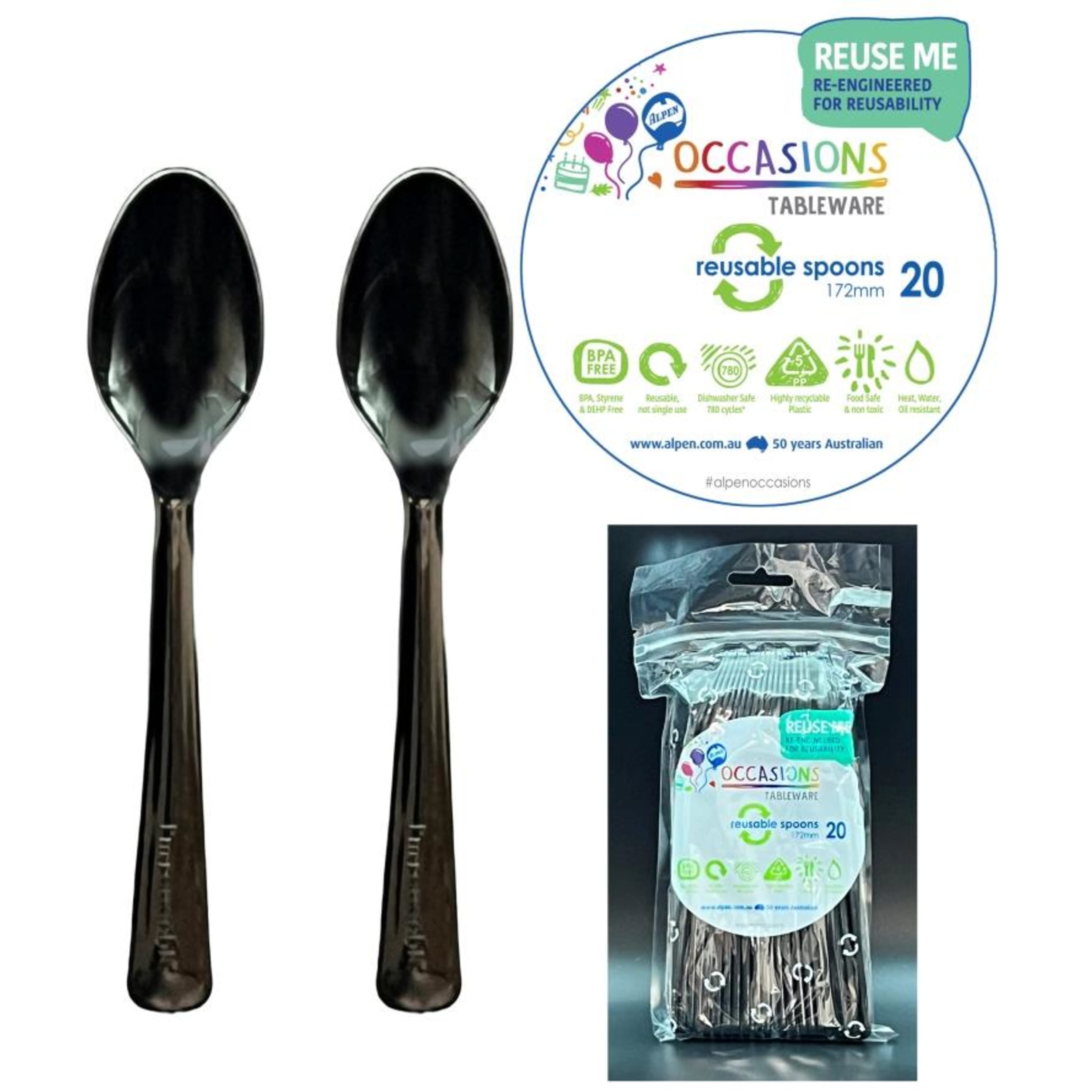 Occasions Black Spoon (20 Pack)