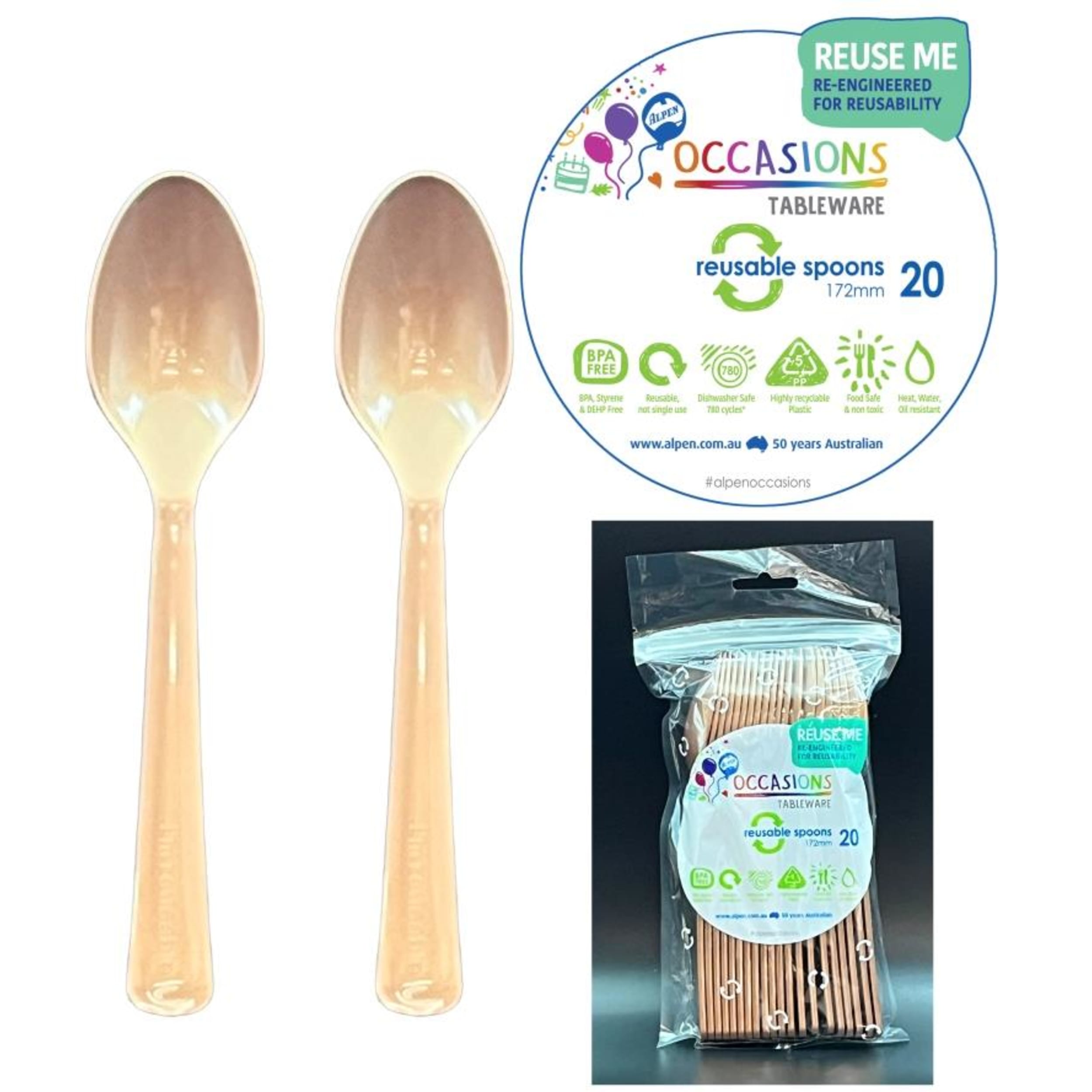 Occasions Rose Gold Spoon (20 Pack)