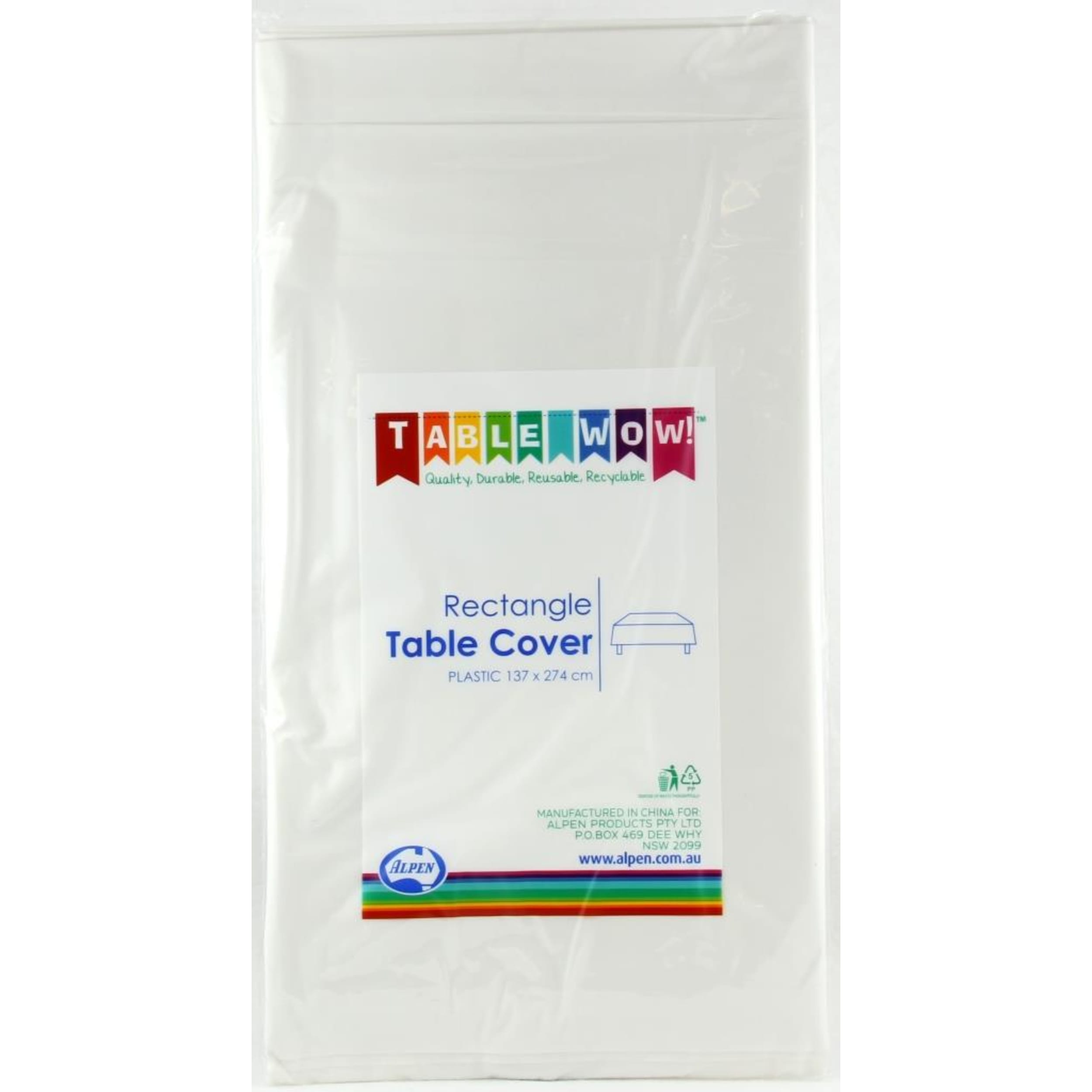 TableWow! White Rectangle Tablecover