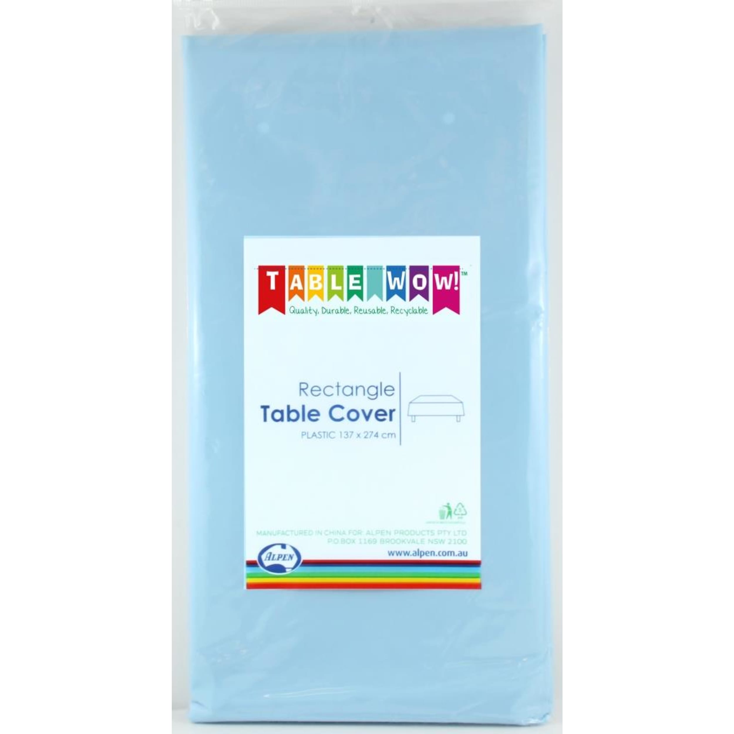 TableWow! Light Blue Rectangle Tablecover